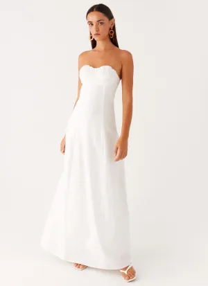 Tayla Linen Maxi Dress - White Quick Look Glossy Fabric