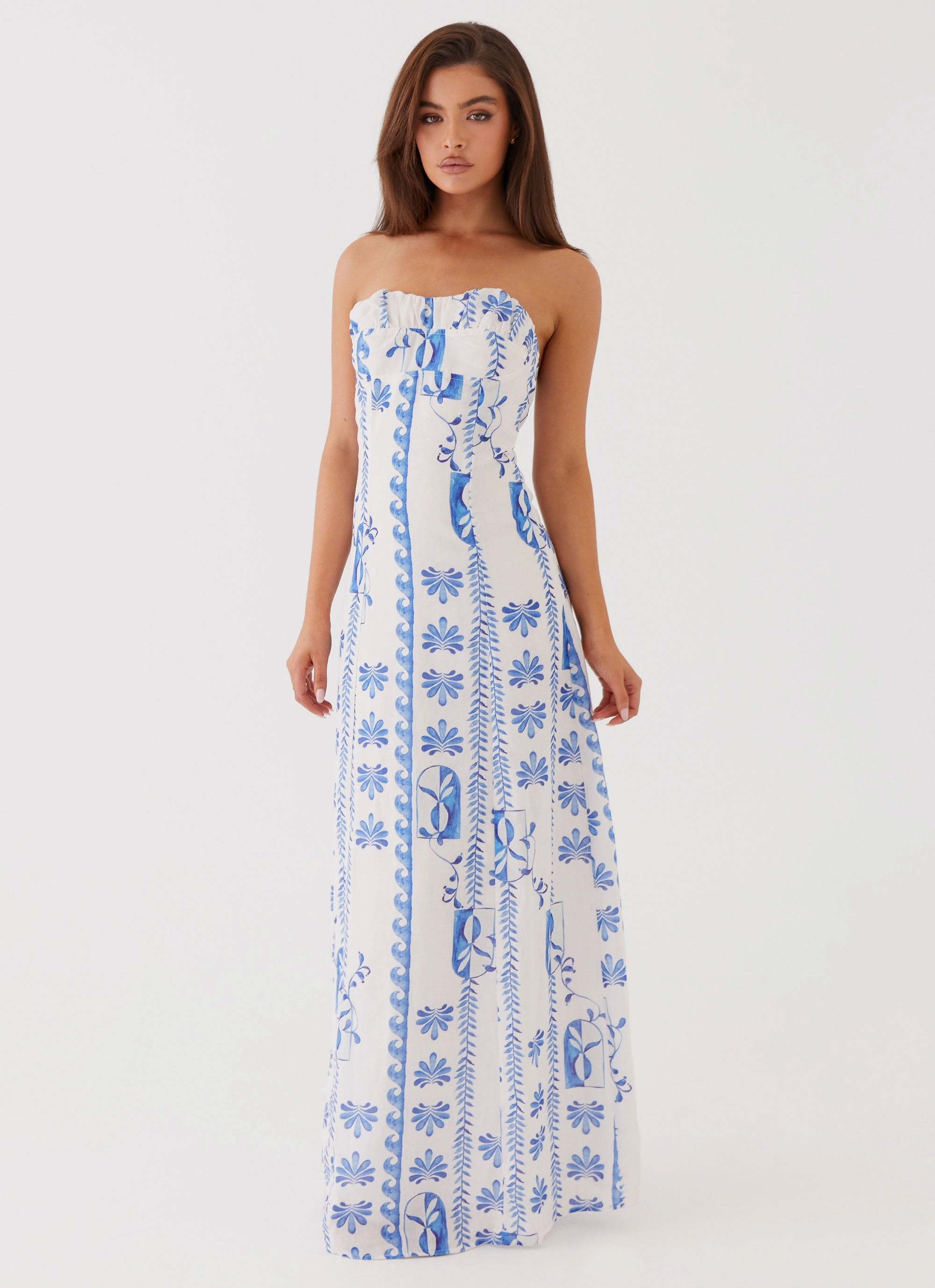 Chic Rhythm Tayla Linen Maxi Dress - Floral Wave