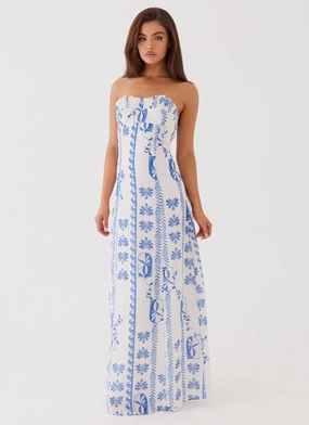 Chic Rhythm Tayla Linen Maxi Dress - Floral Wave