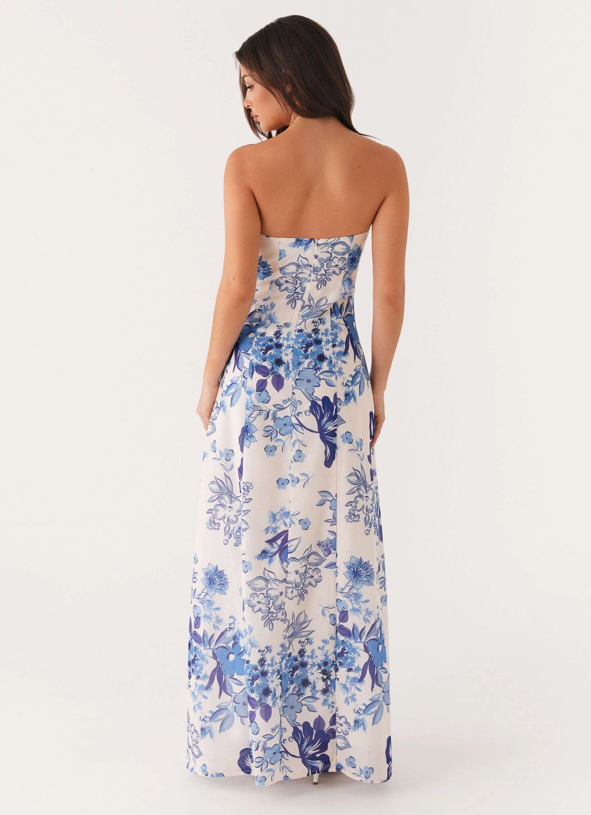 Chill Lines Comfortable Wear Tayla Linen Maxi Dress - Serene Sky Floral