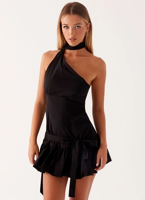 Belina Scarf Mini Dress - Black knee-length