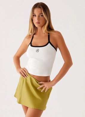 Comfort Cushioning QuickDryTechnology Teagan Satin Mini Skirt - Green