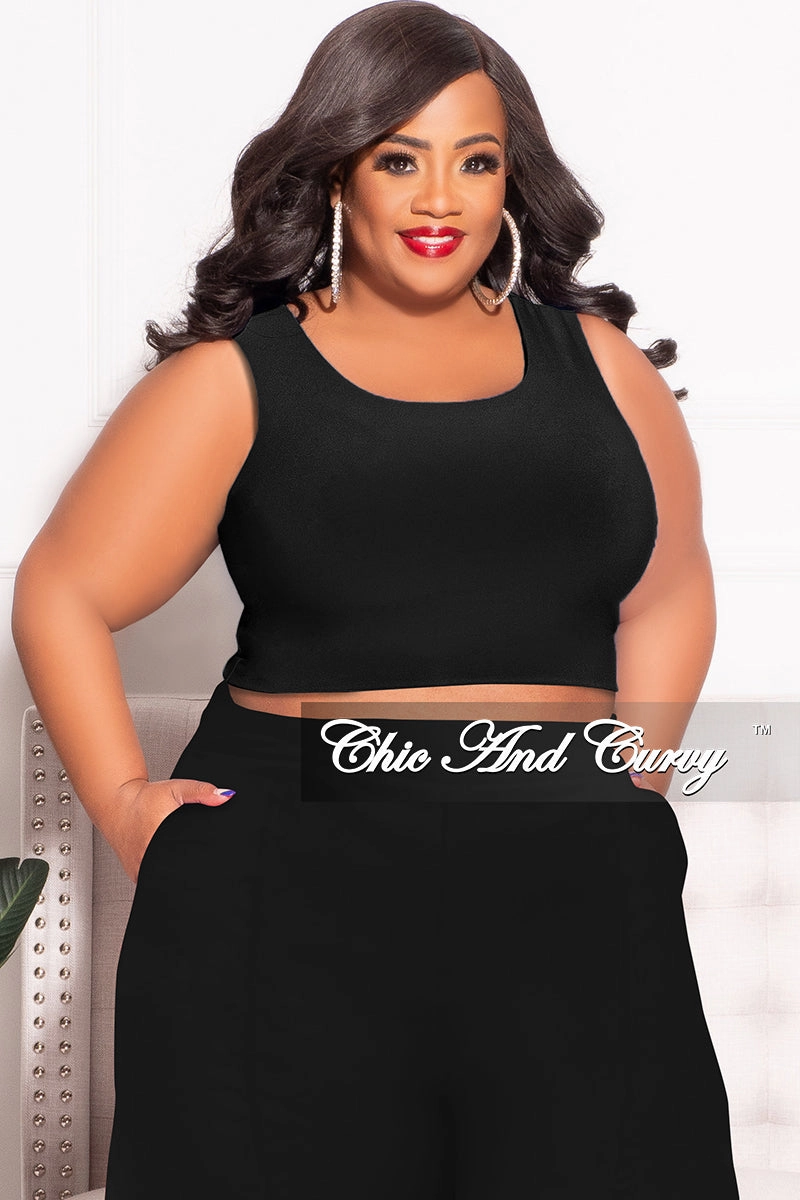 Final Sale Plus Size Sleeveless Crop Top in Black SecureCargoPockets