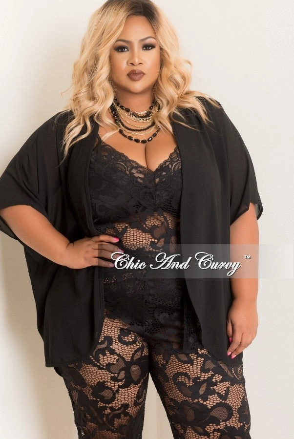 Flex Fit *Final Sale Plus Size Sheer Kimono in Black