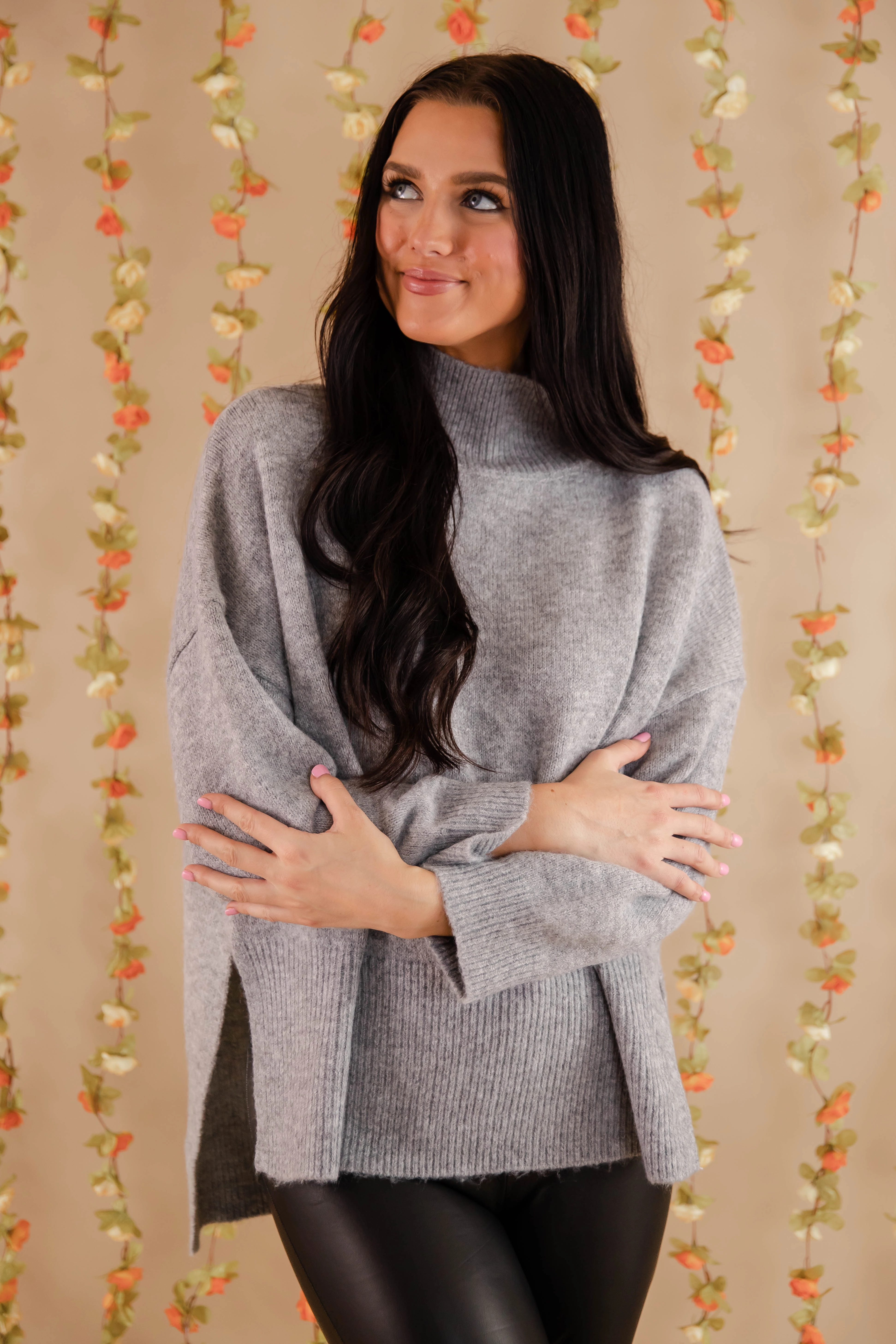 Cozy Activities Sweater-Grey Non Restrictive Fit RelaxedFit