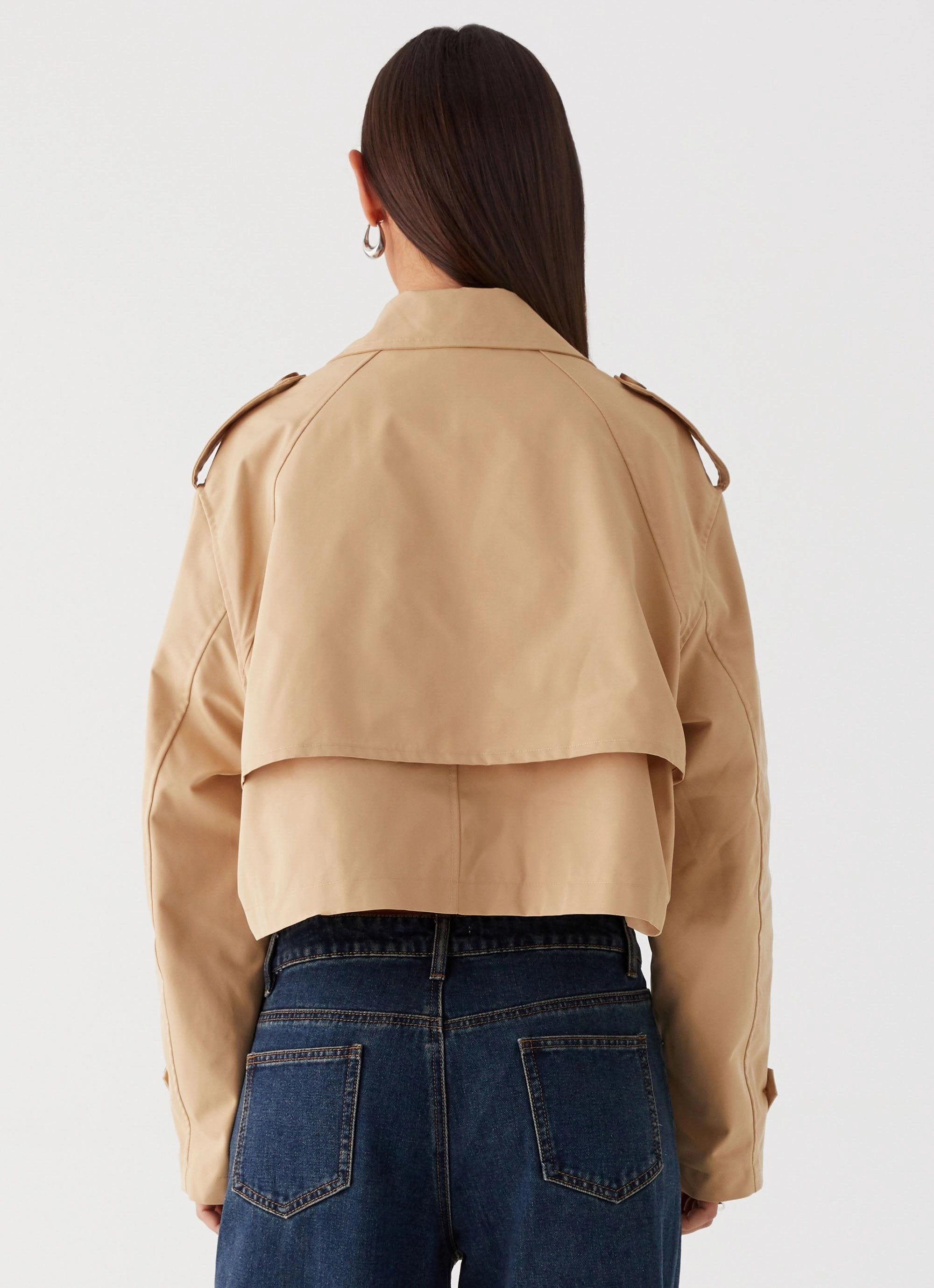 Cold Resist Teddie Cropped Trench Coat - Camel