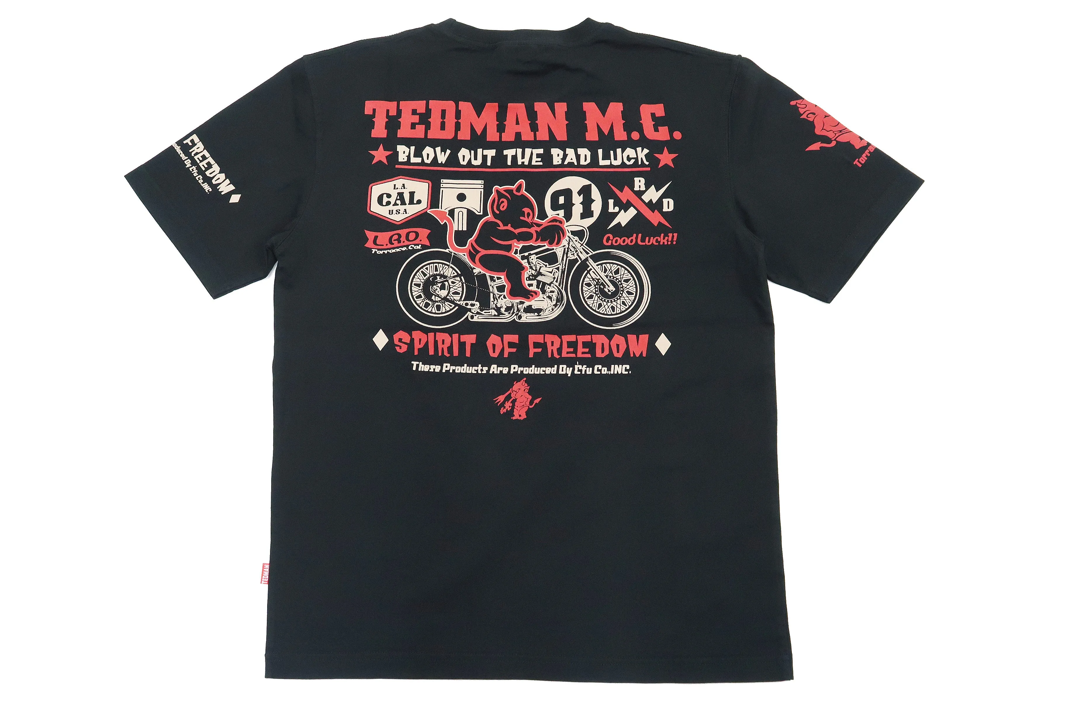 Tedman T-Shirt Men's Lucky Devil Military Graphic Short Sleeve Tee Efu-Shokai TDSS-550 Black