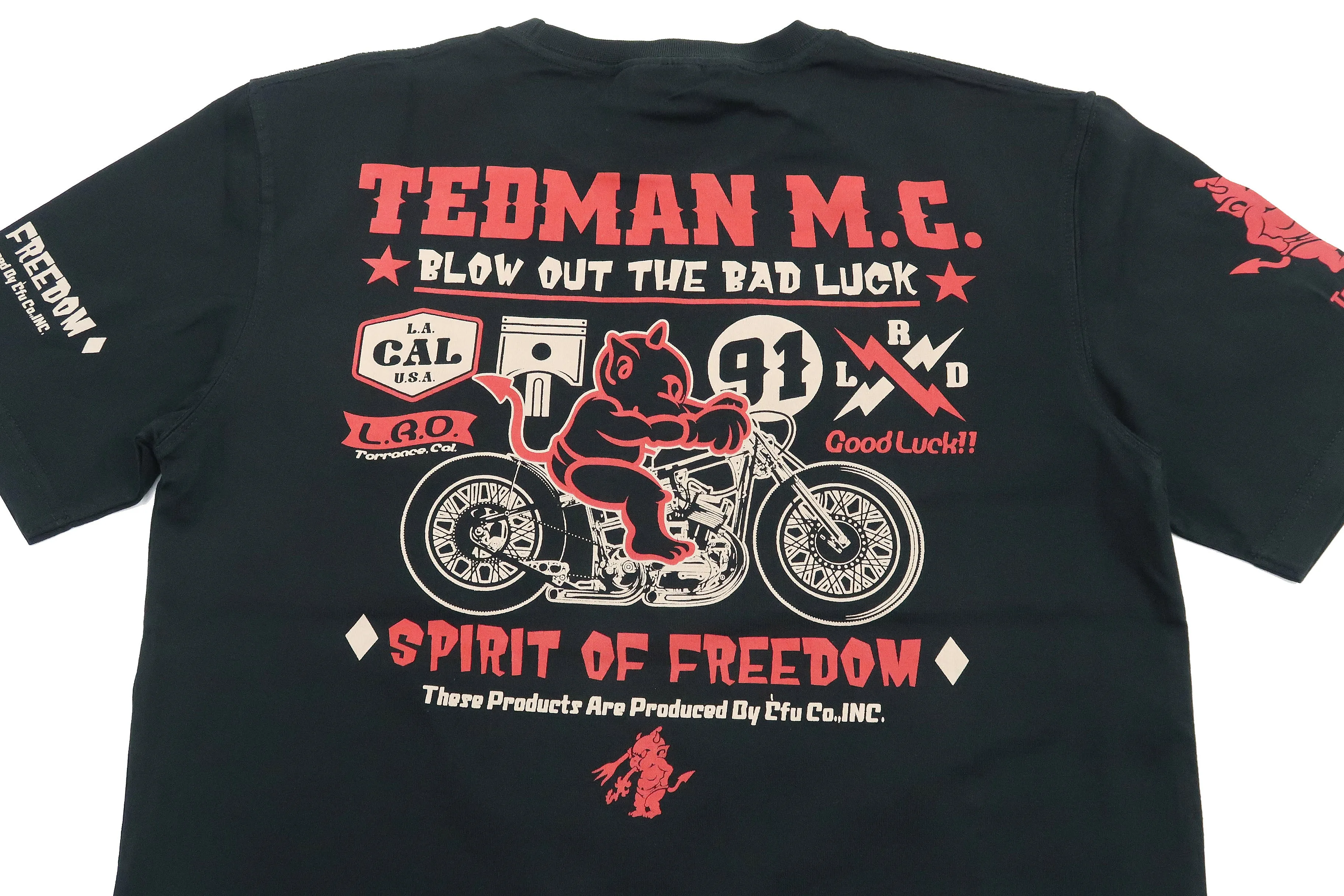 Tedman T-Shirt Men's Lucky Devil Military Graphic Short Sleeve Tee Efu-Shokai TDSS-550 Black