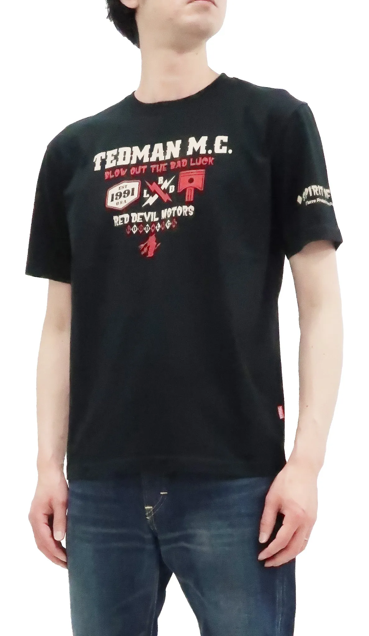 Tedman T-Shirt Men's Lucky Devil Military Graphic Short Sleeve Tee Efu-Shokai TDSS-550 Black