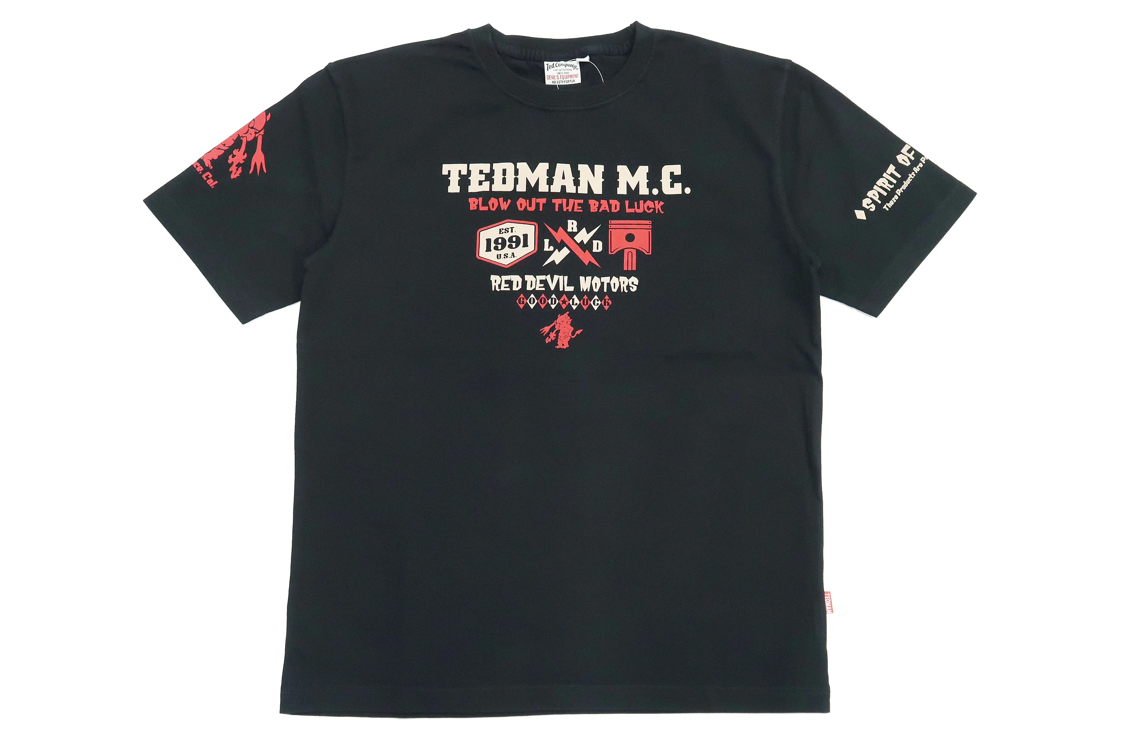 Tedman T-Shirt Men's Lucky Devil Military Graphic Short Sleeve Tee Efu-Shokai TDSS-550 Black