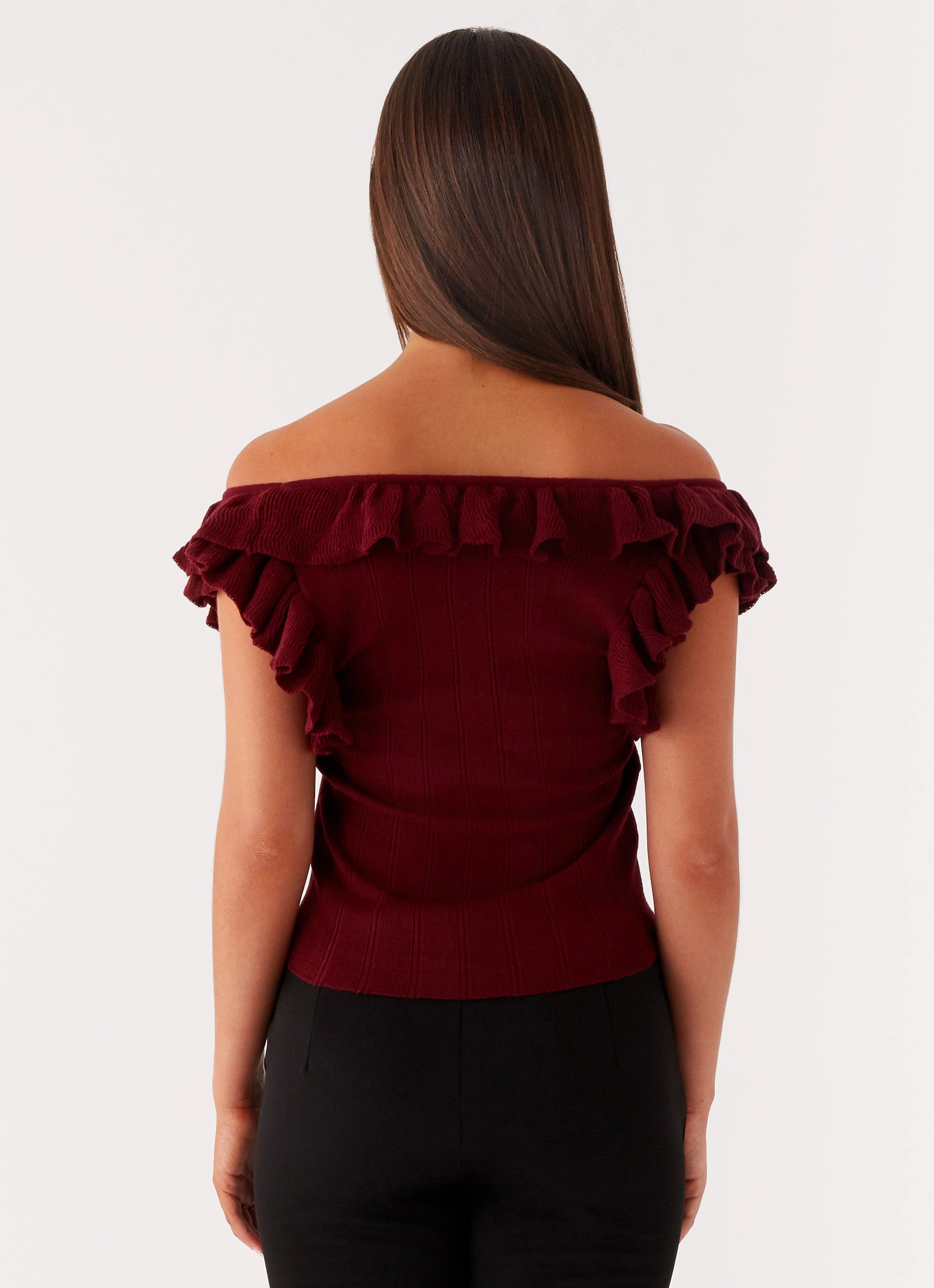 Zero Waste Production Label FrictionResistant Fabric Keeta Frill Top - Burgundy