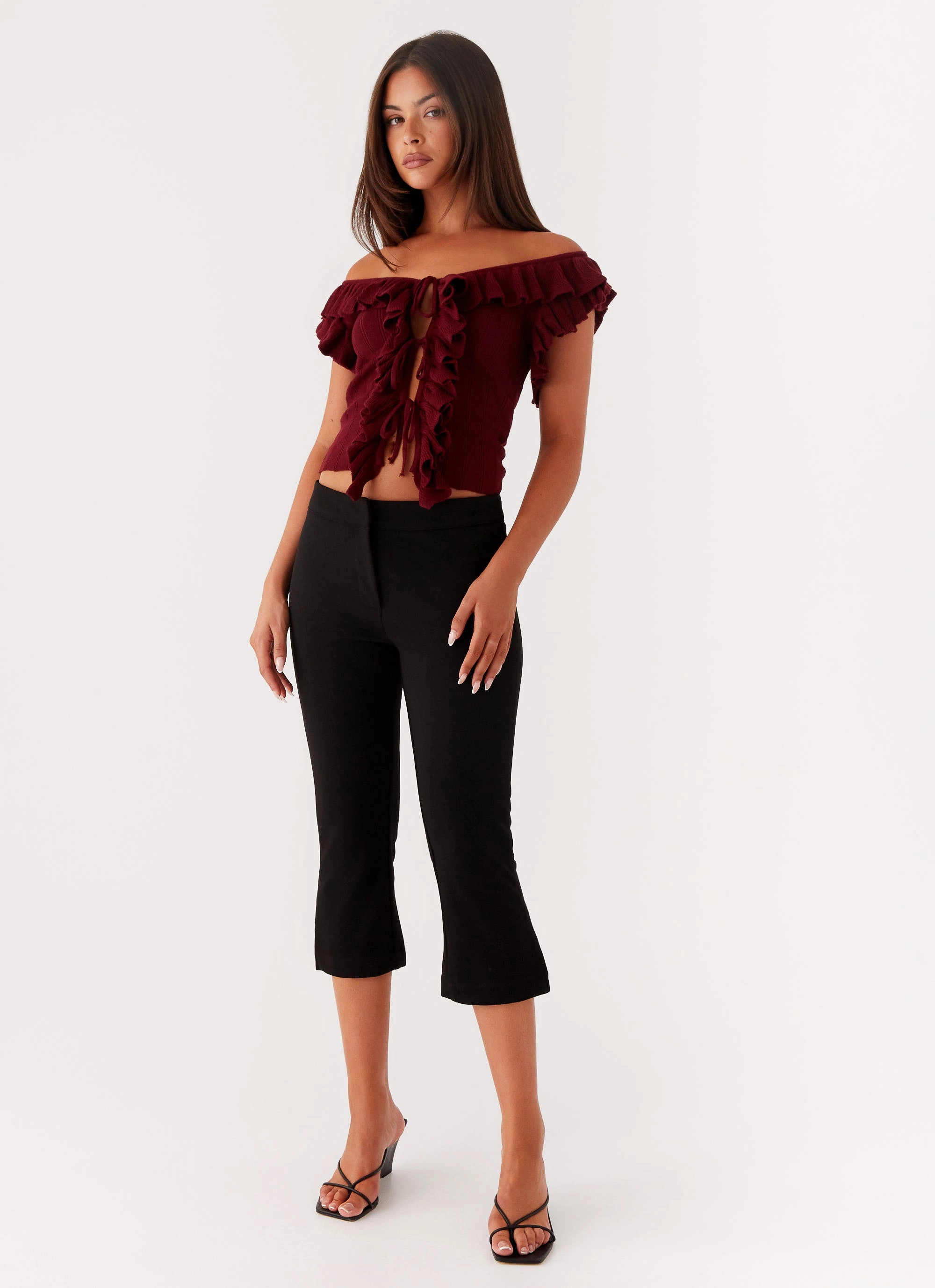 MicrofiberTech Keeta Frill Top - Burgundy