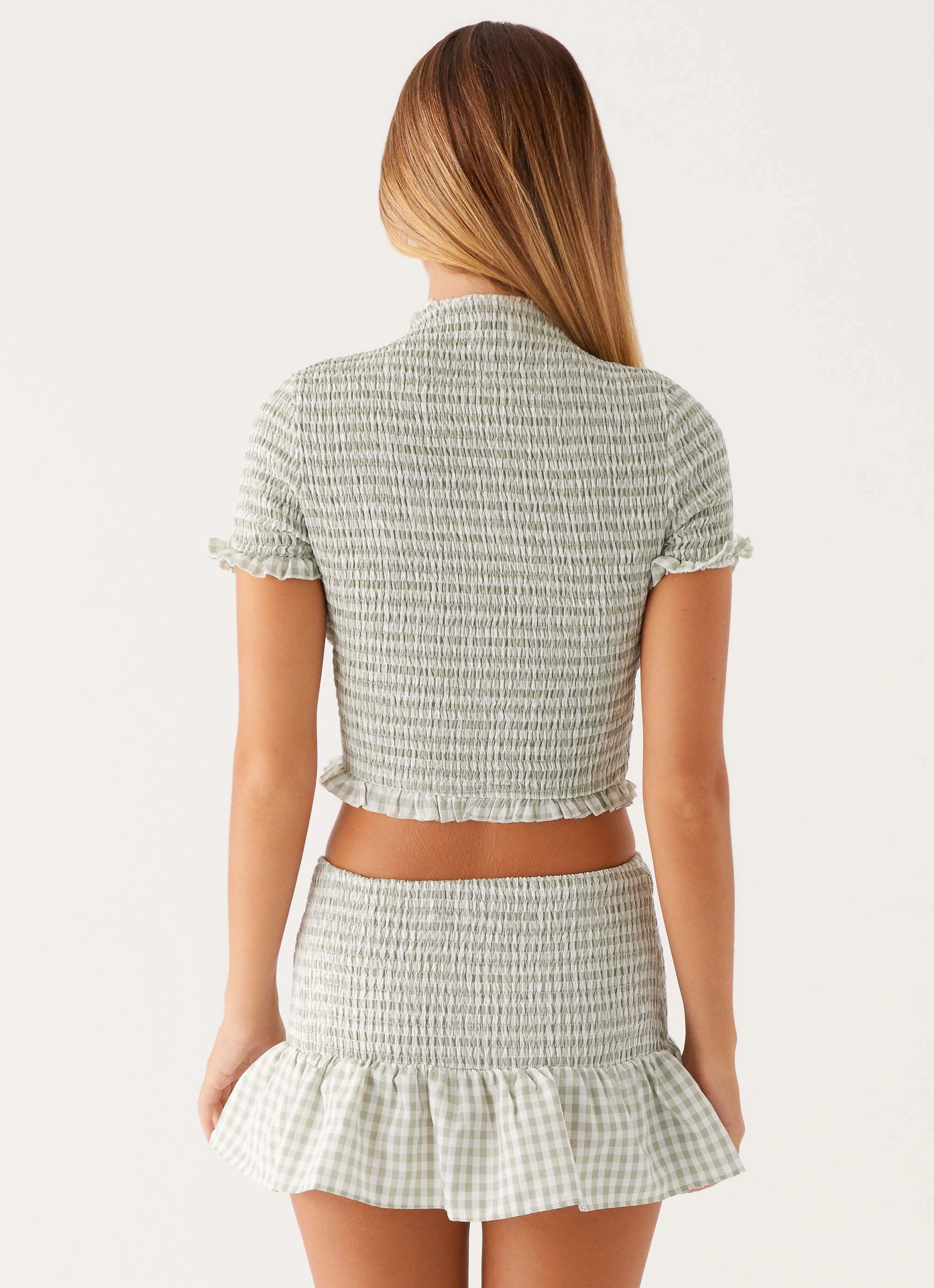 Sweetest Pie T-Shirt - Sage Gingham MultiPocket