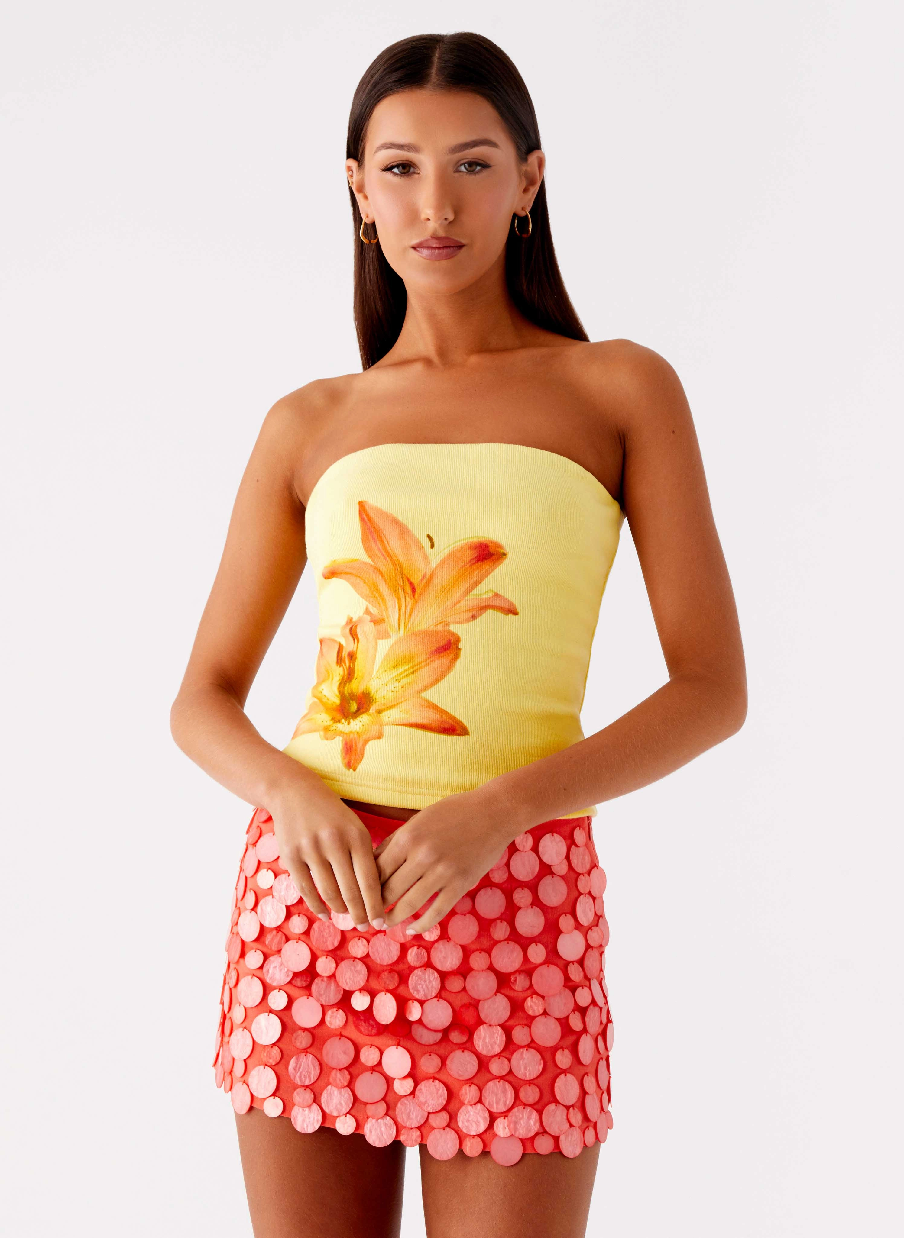 Danta Strapless Top - Yellow Soft Touch Low Profile Seaming