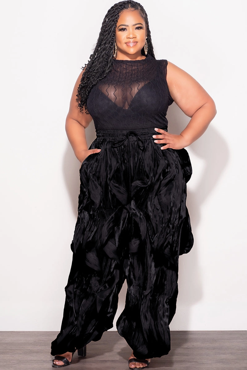 Urban Cool Final Sale Plus Size Organza Wide Leg Pants in Black
