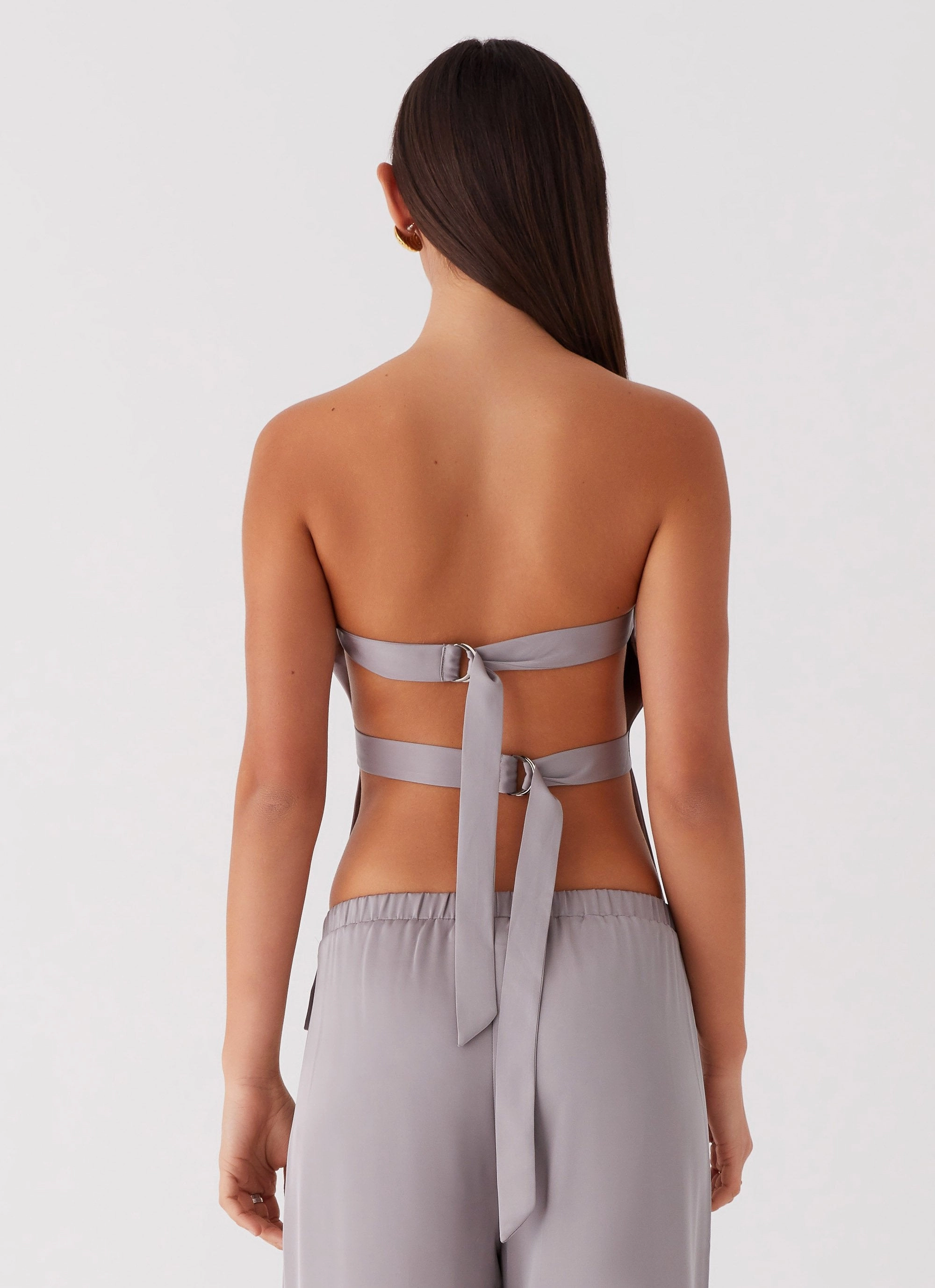 Enchanted Loving Strapless Top - Grey Adjustable Fit Design Bonded Seam Construction