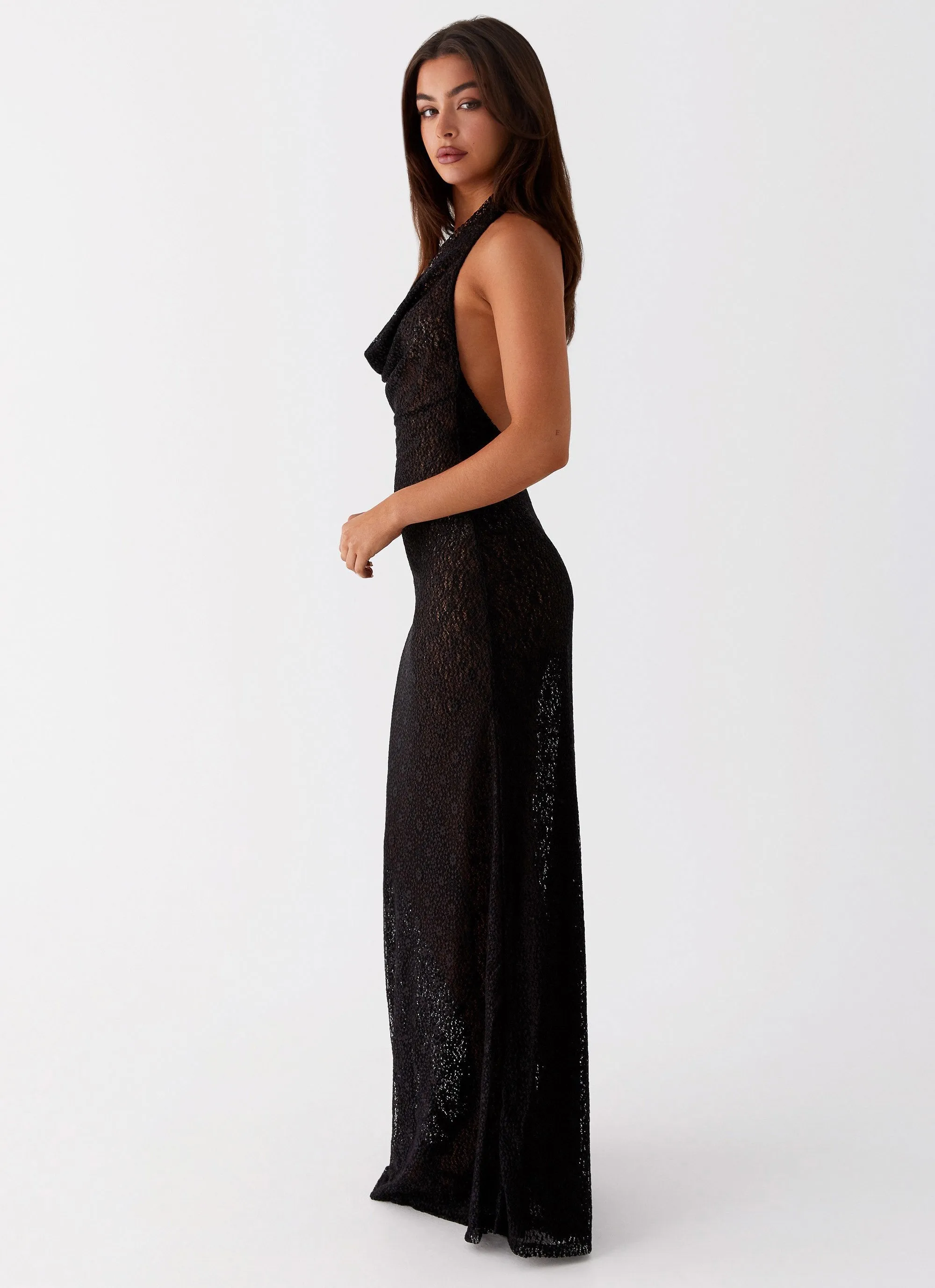 Tempest Cowl Neck Maxi Dress - Black Clean Style Smart Comfort