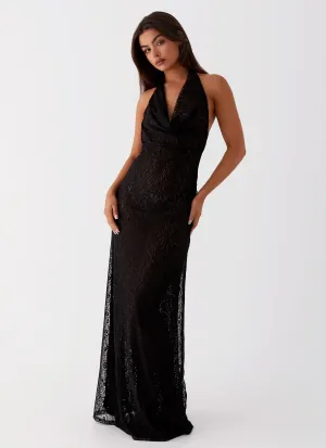 Earth Colors Easy Layering Piece Tempest Cowl Neck Maxi Dress - Black