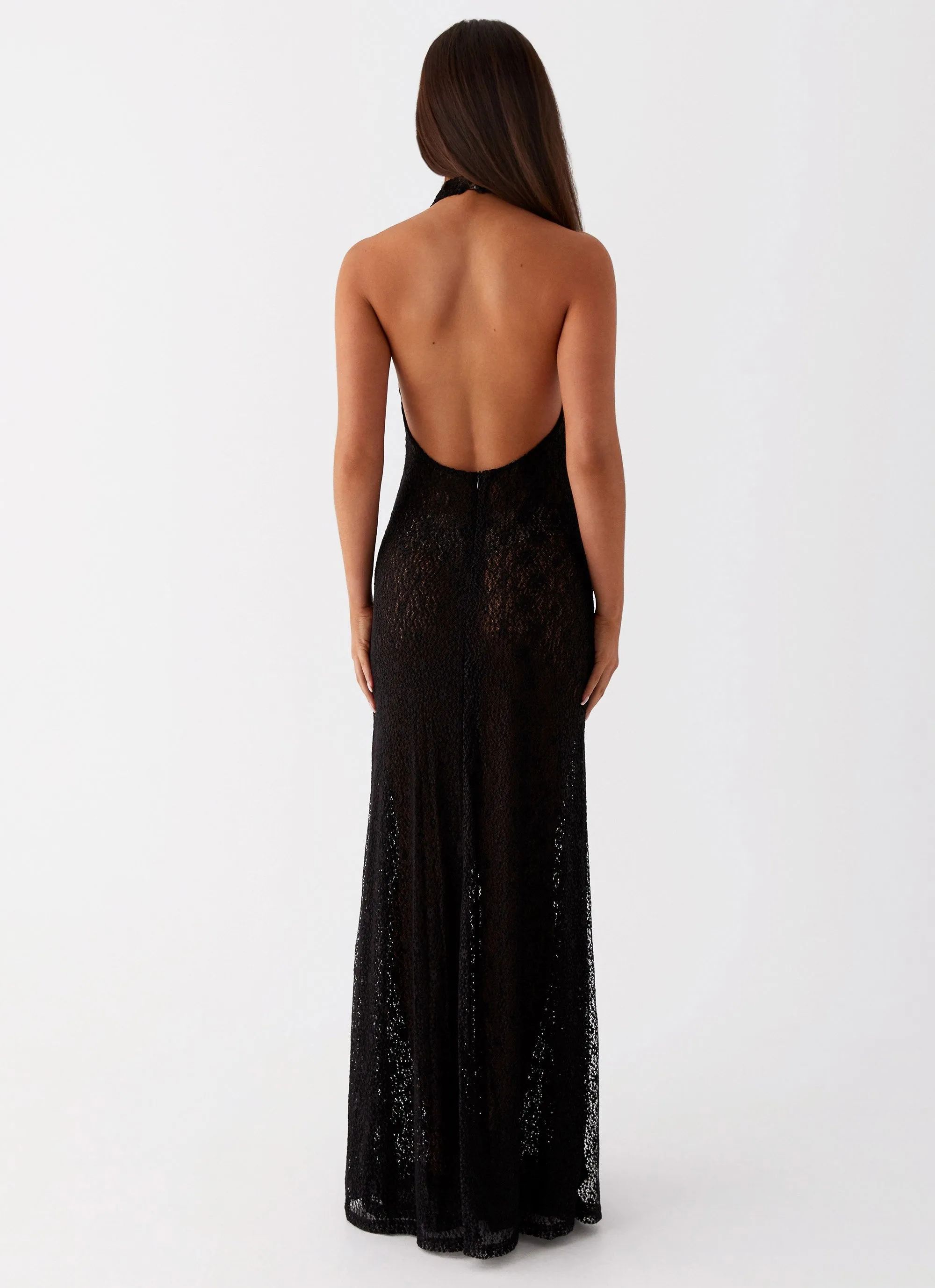 Tempest Cowl Neck Maxi Dress - Black Flare Swing