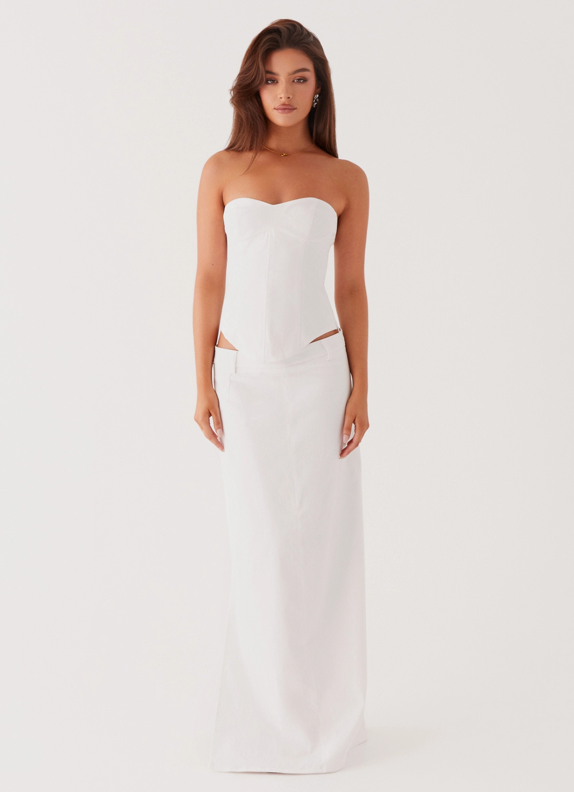 Jaslyn Corset Top - White ZipClosure
