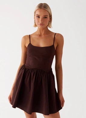 Breathable Layering Tesoro Mio Mini Dress - Chocolate