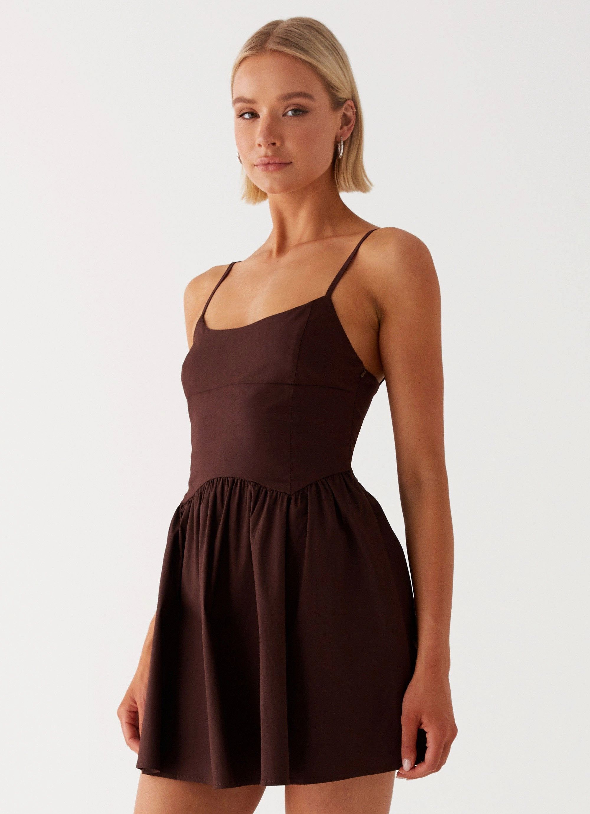 Tesoro Mio Mini Dress - Chocolate Ready Glow