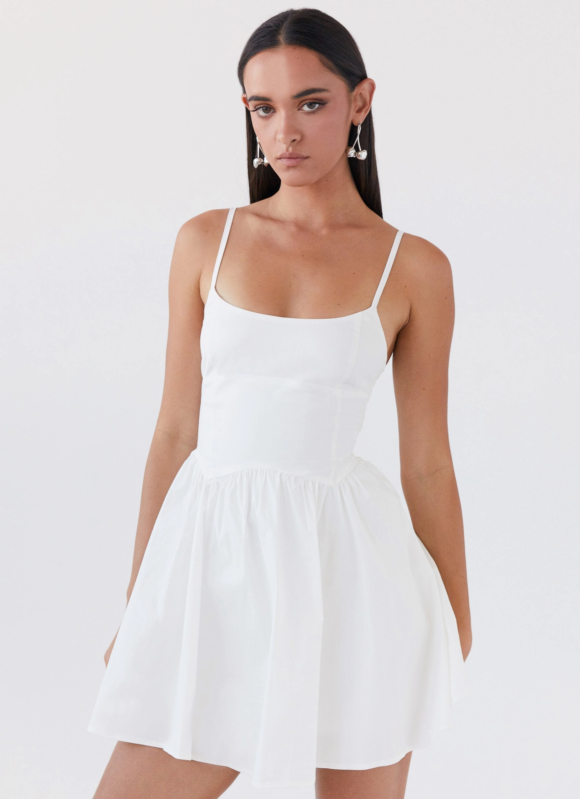 Tesoro Mio Mini Dress - White Flow Friendly Flattering Layer