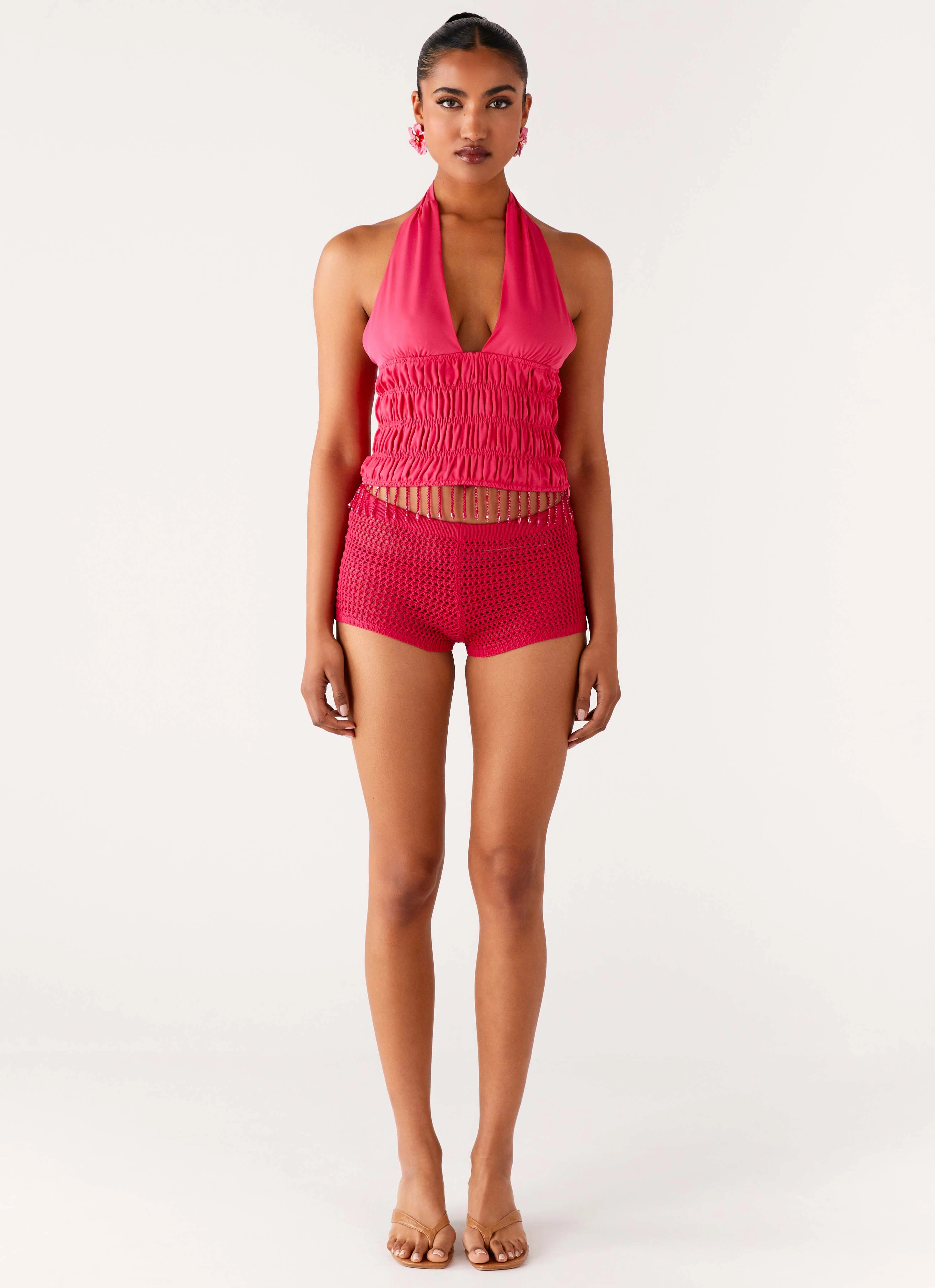 Teuila Beaded Top - Fuchsia EasyCareMaterial