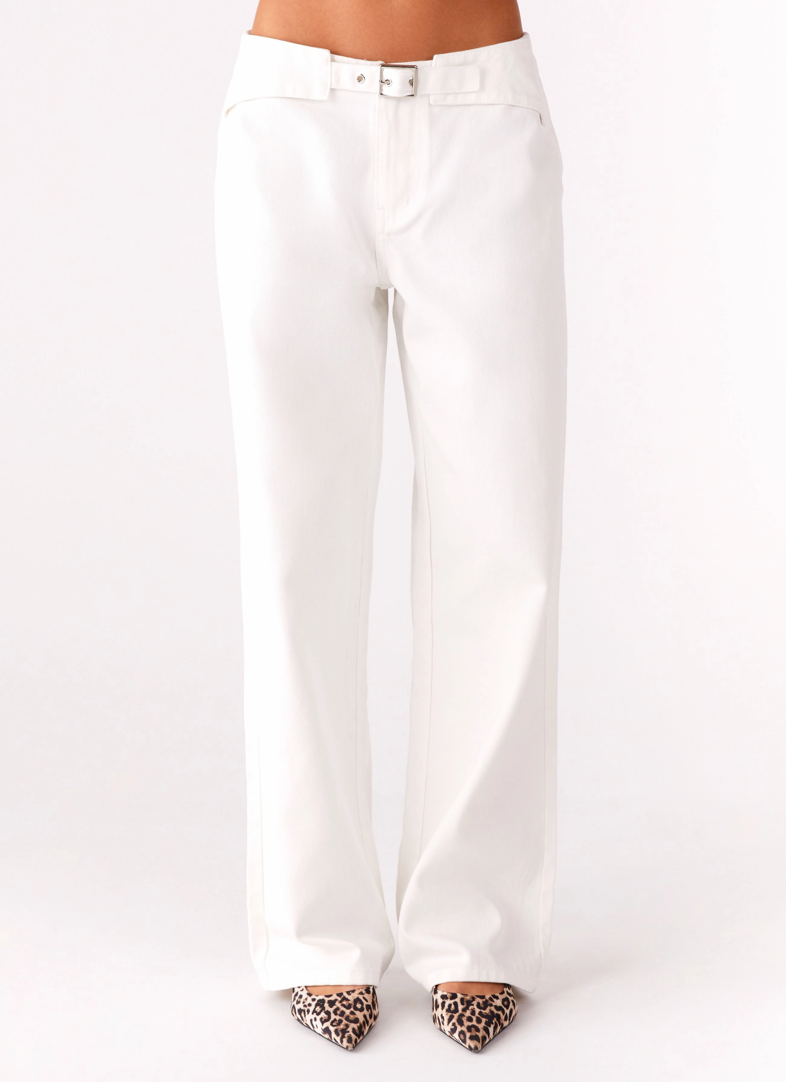 Texas Low Rise Jeans - White HiddenPockets WrinkleResistantMaterial