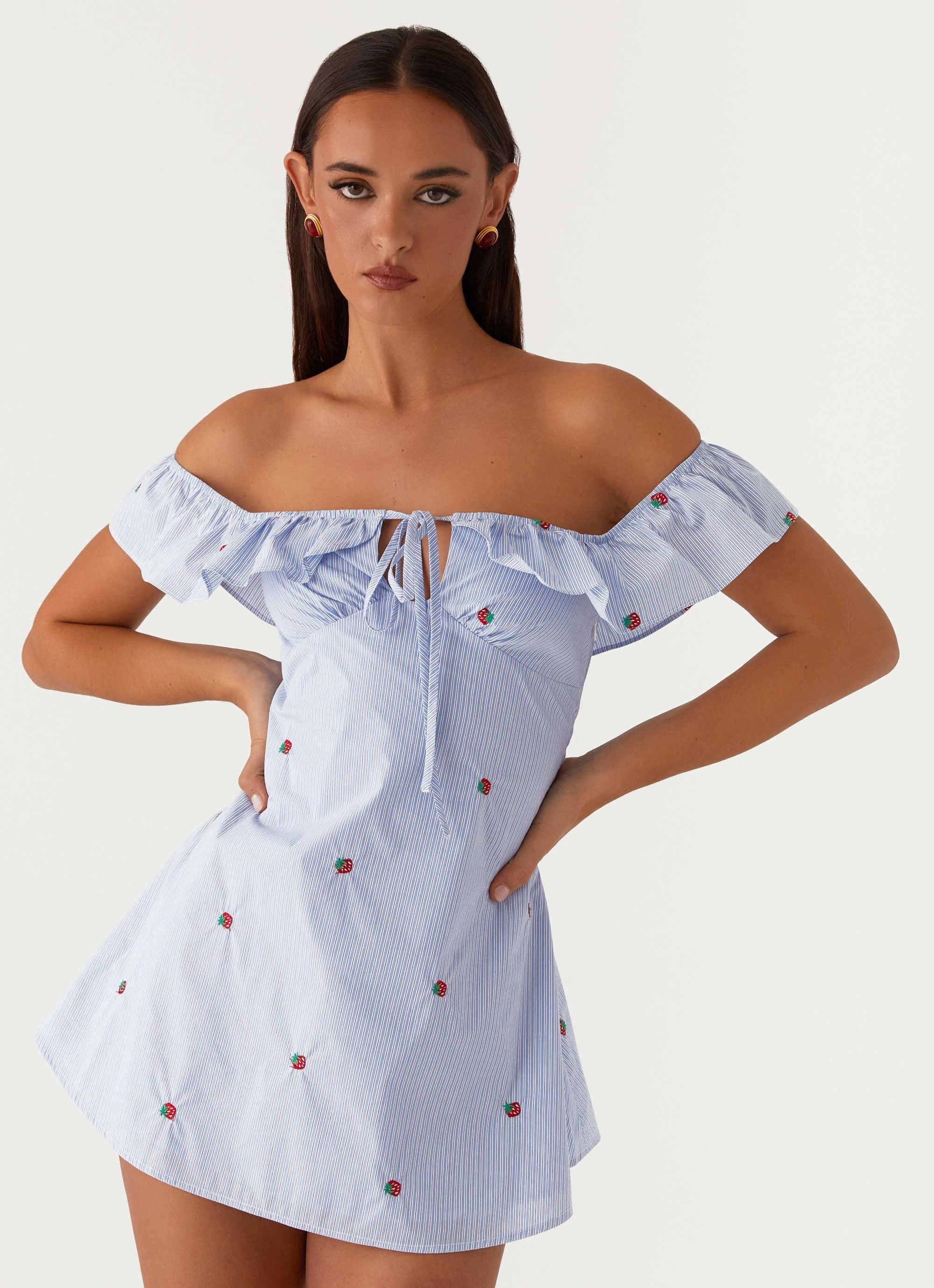 Texas Sun Linen Mini Dress - Blue Belted-Style Vacation Outfit