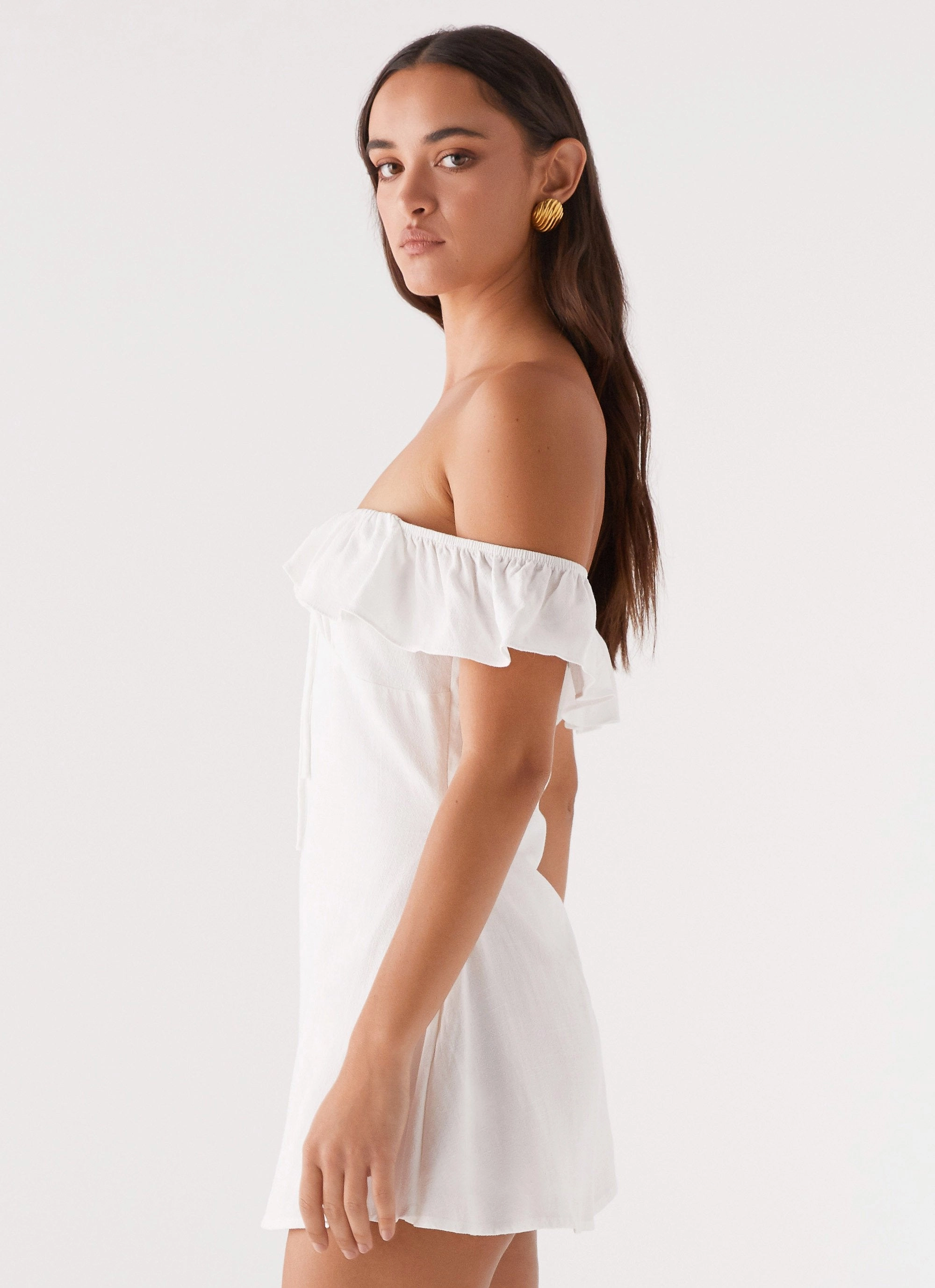 Trendy Vibes Texas Sun Linen Mini Dress - White