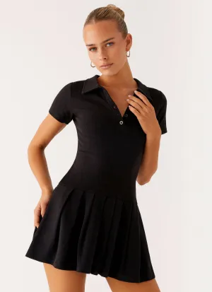 High-Low-Hem Edgy Layers Alondra Mini Dress - Black
