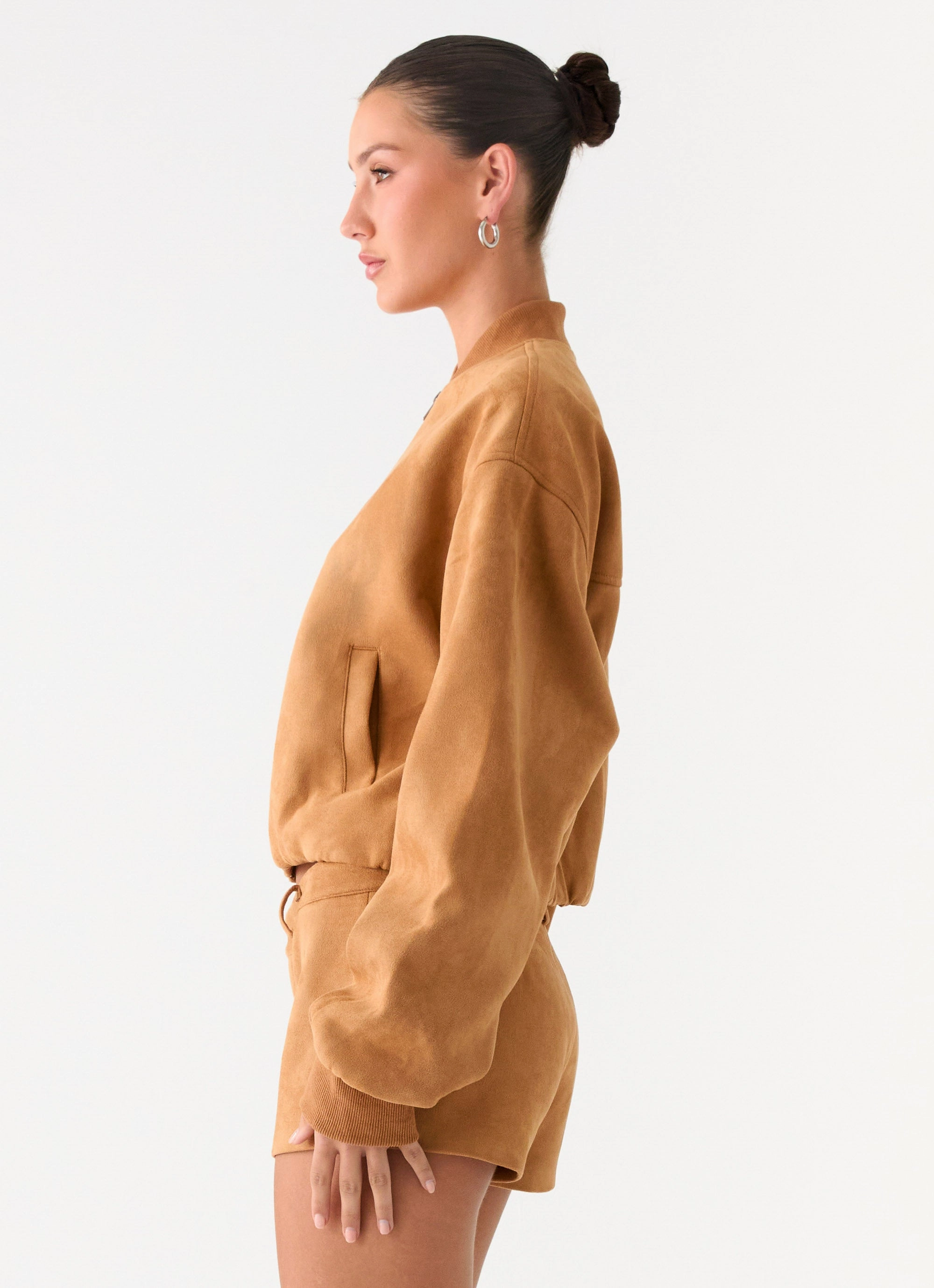 Lightweight Packability Touchscreen Compatible Cuffs Thats Chill Bomber Jacket - Brown