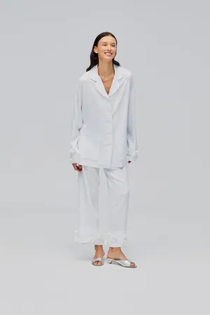 The Bloom Party Pajamas Set with Pants in White