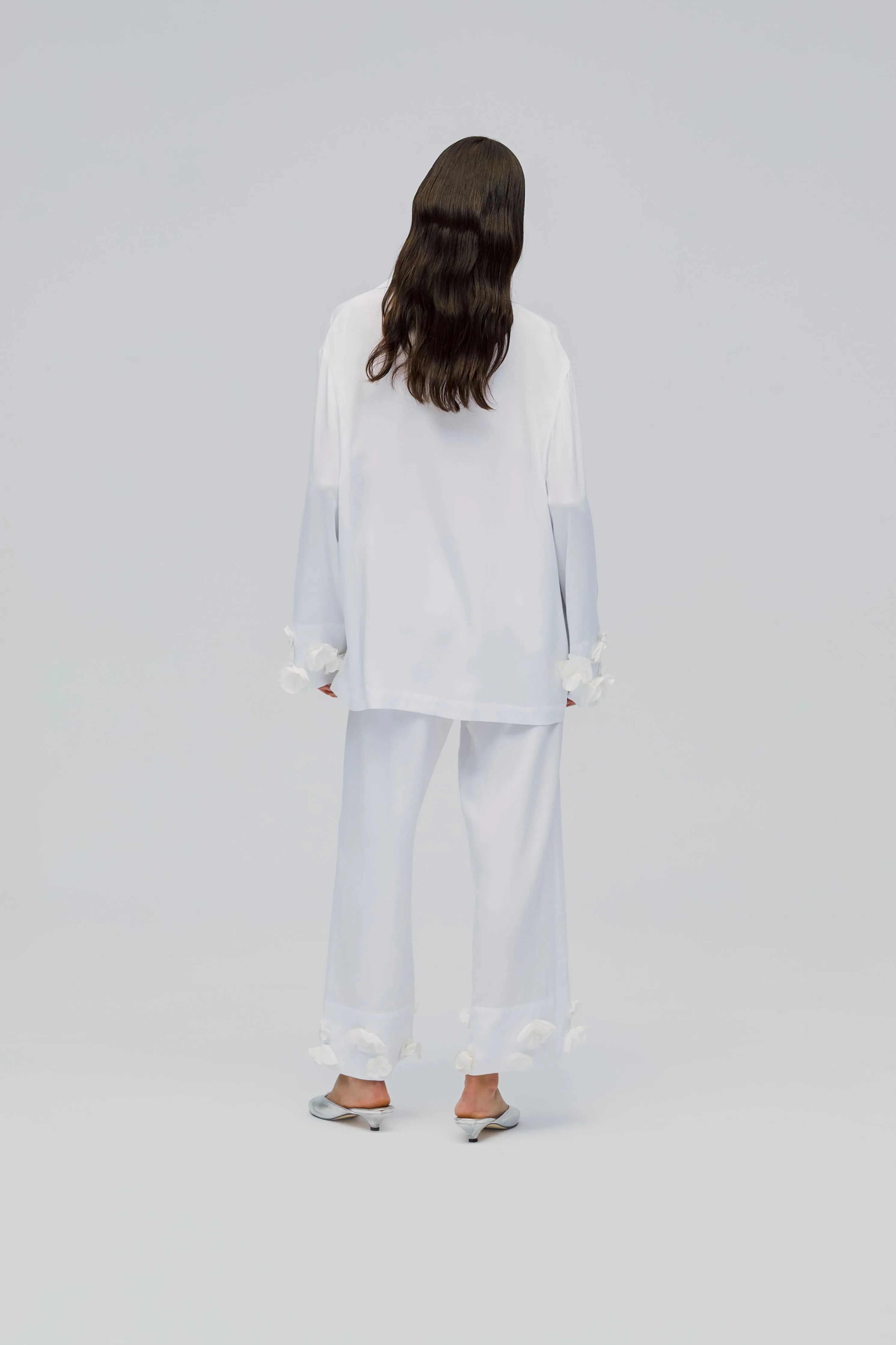 The Bloom Party Pajamas Set with Pants in White