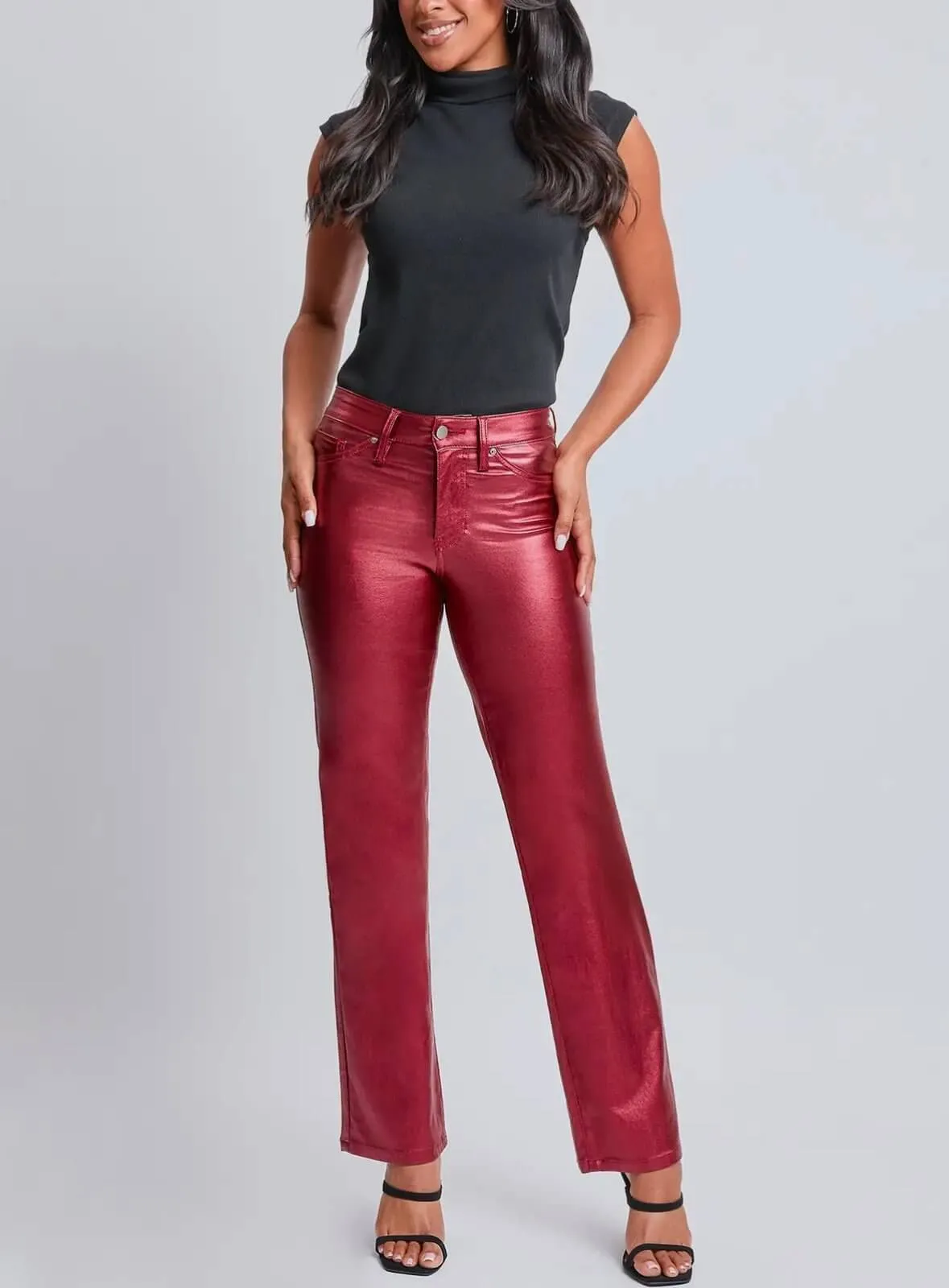 The Candy Pants: Red Pleather Metallic Pants
