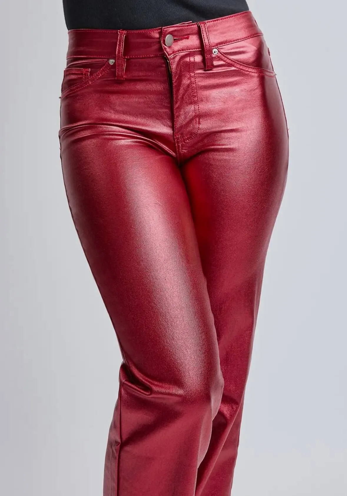 The Candy Pants: Red Pleather Metallic Pants