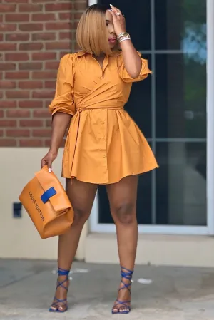 All Occasion The Power Move Shirt Dress-Apricot