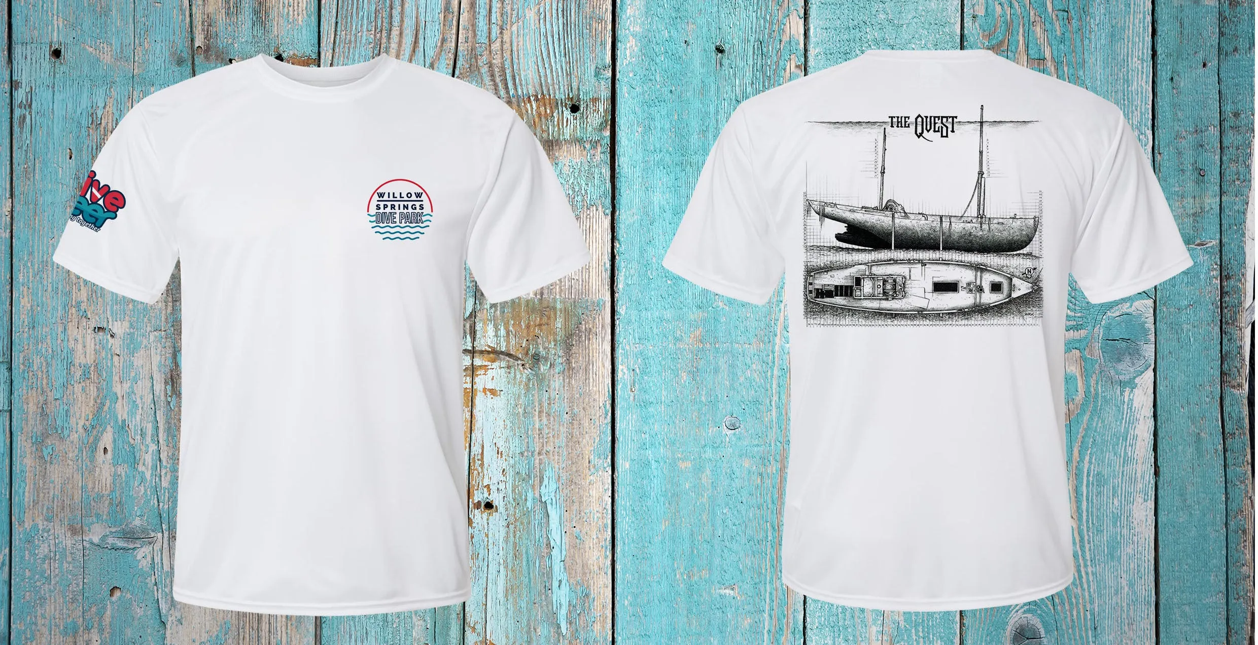 The Quest, artist R. Huck, Dive Peer, Willow Springs Park, Men's Short Sleeve T-Shirt