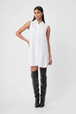 Front-Slit Subtle Drape The Shirt Sleeveless Shirtdress