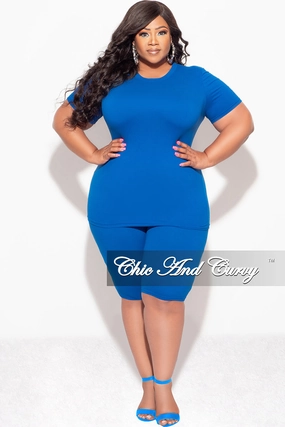 Durable Waistband Urban Edge Final Sale Plus Size 2pc Short Set in Royal Blue