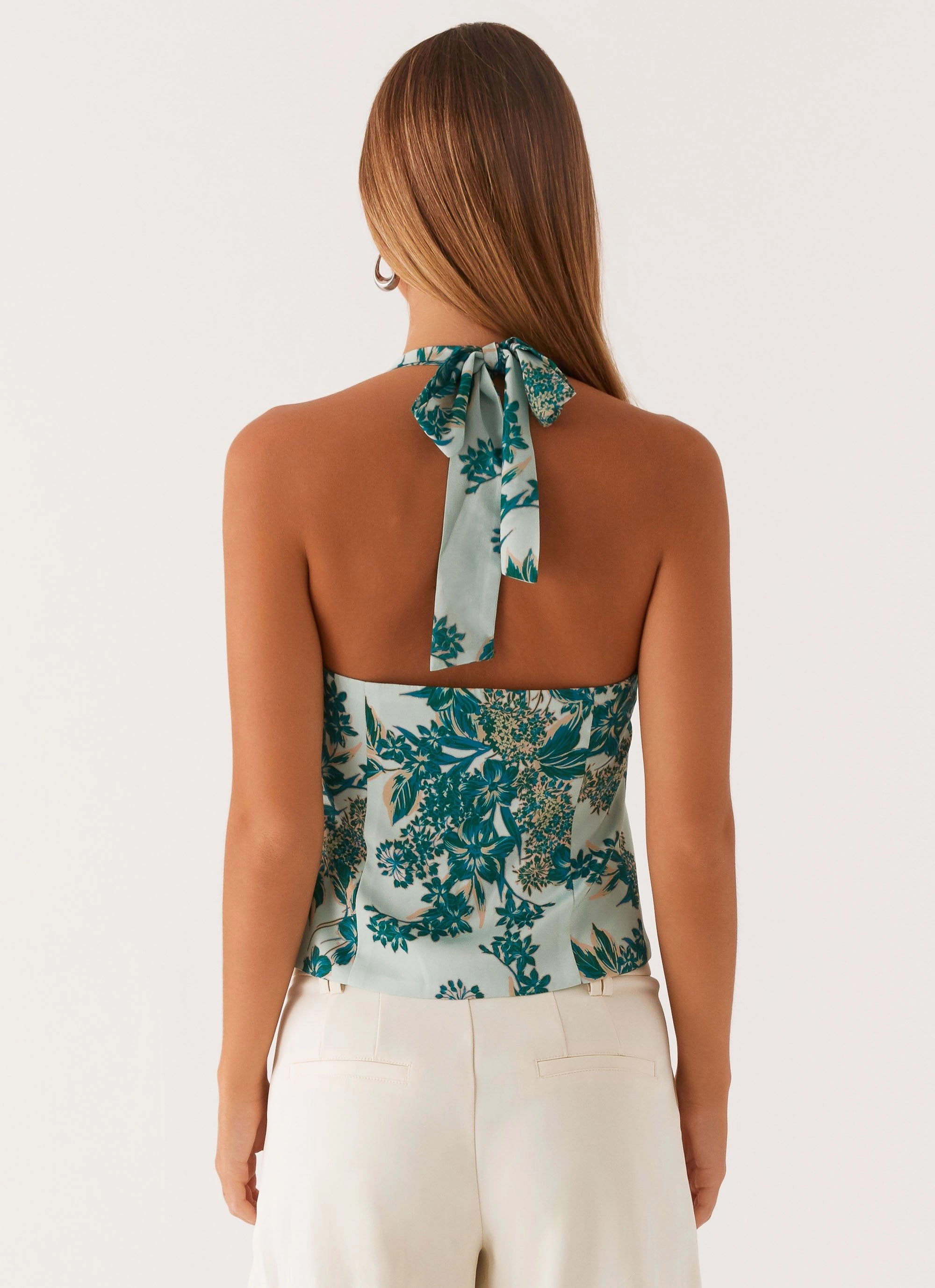 Lets Pretend Halterneck Top - Cloud Nine Floral FrayResistant Fabric Colorfast Dye Method