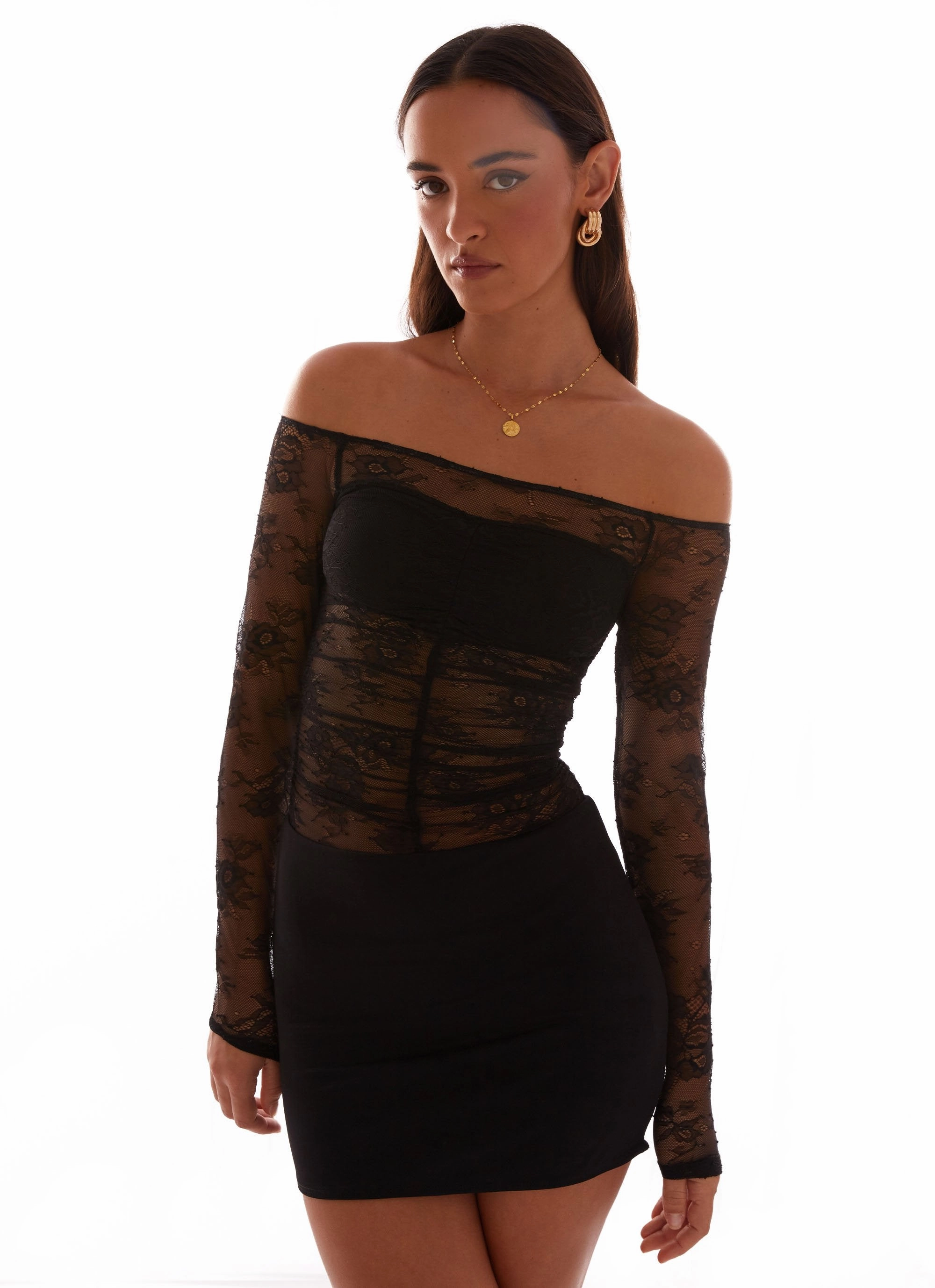 Subtle Fit Collide Lace Mini Dress - Black