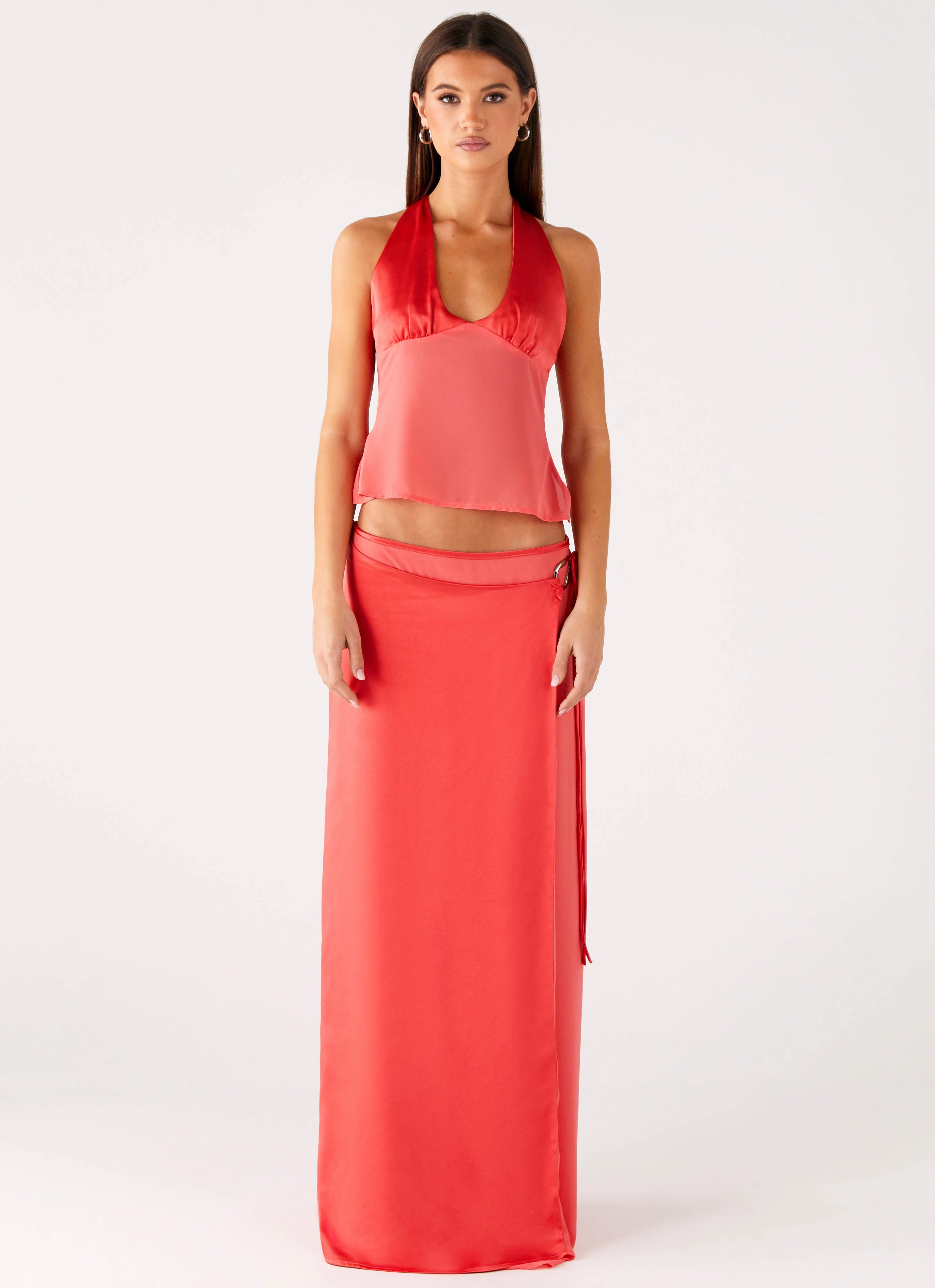Pollie Halter Top - Coral Breathable Hoodie