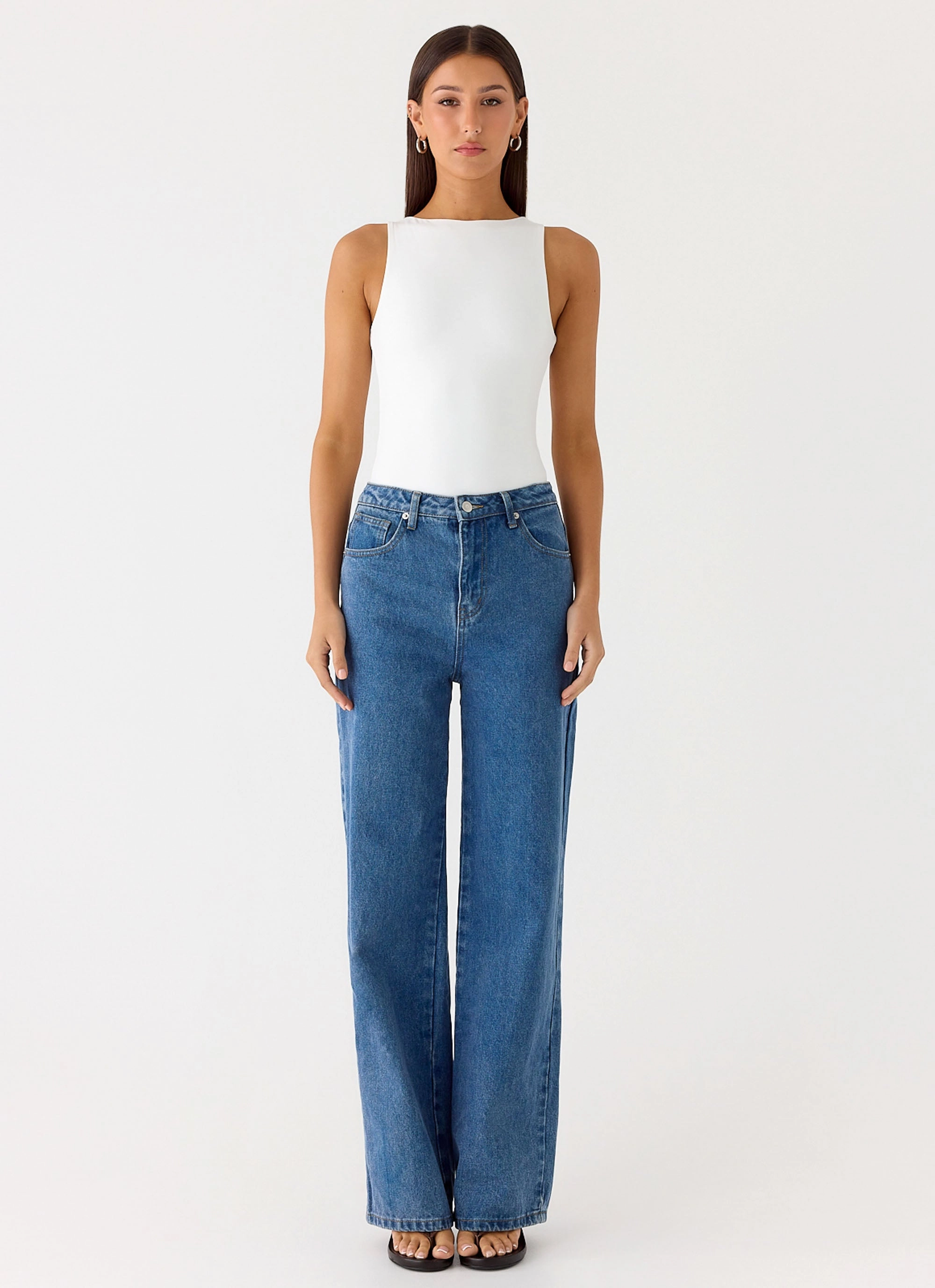Lightweight Blouse Ribbed Trims Vincenza Bodysuit - White
