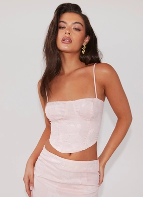 Breathable Linen Blend Best Love Lace Up Top - Pink Petal