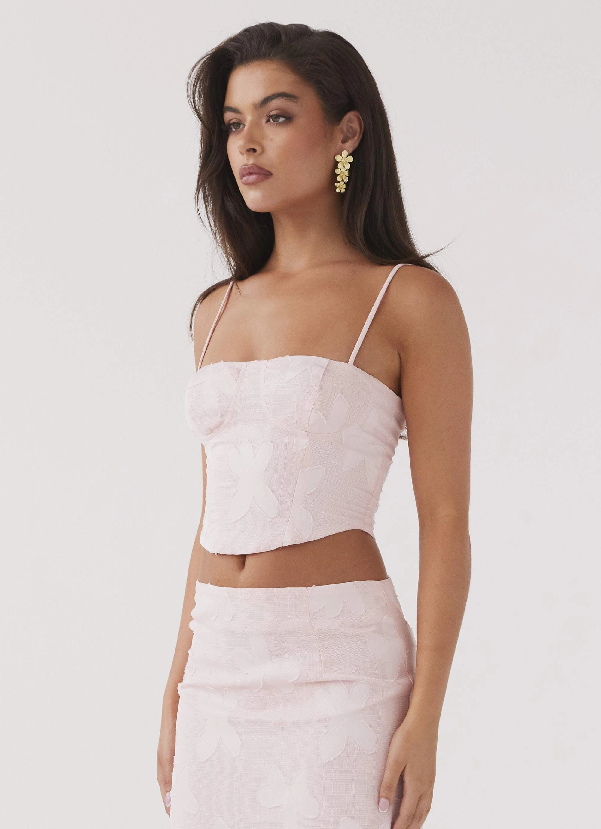 Snag Free Fabric Best Love Lace Up Top - Pink Petal