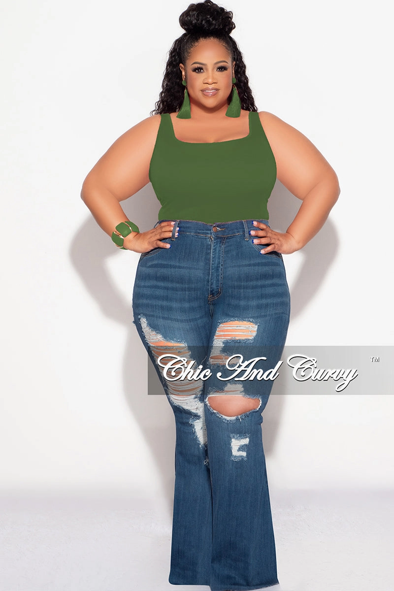 Final Sale Plus Size Camisole with Thick Straps in Army Green (Top Only) Active Fit