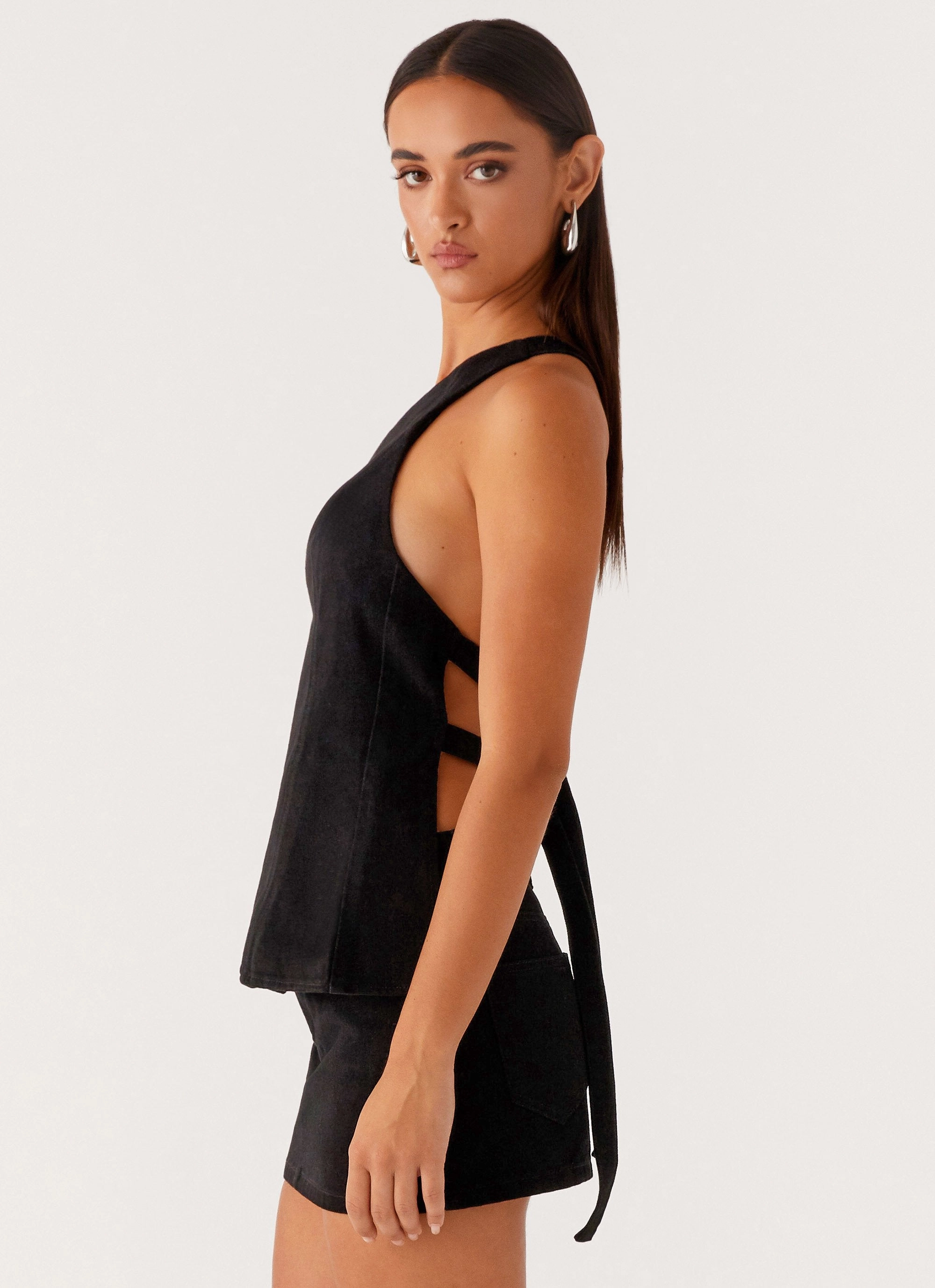 Soft Hoodie Stretch Technology Maysa Denim Top - Black