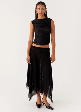 Arwen Midi Skirt - Black Flexible Performance
